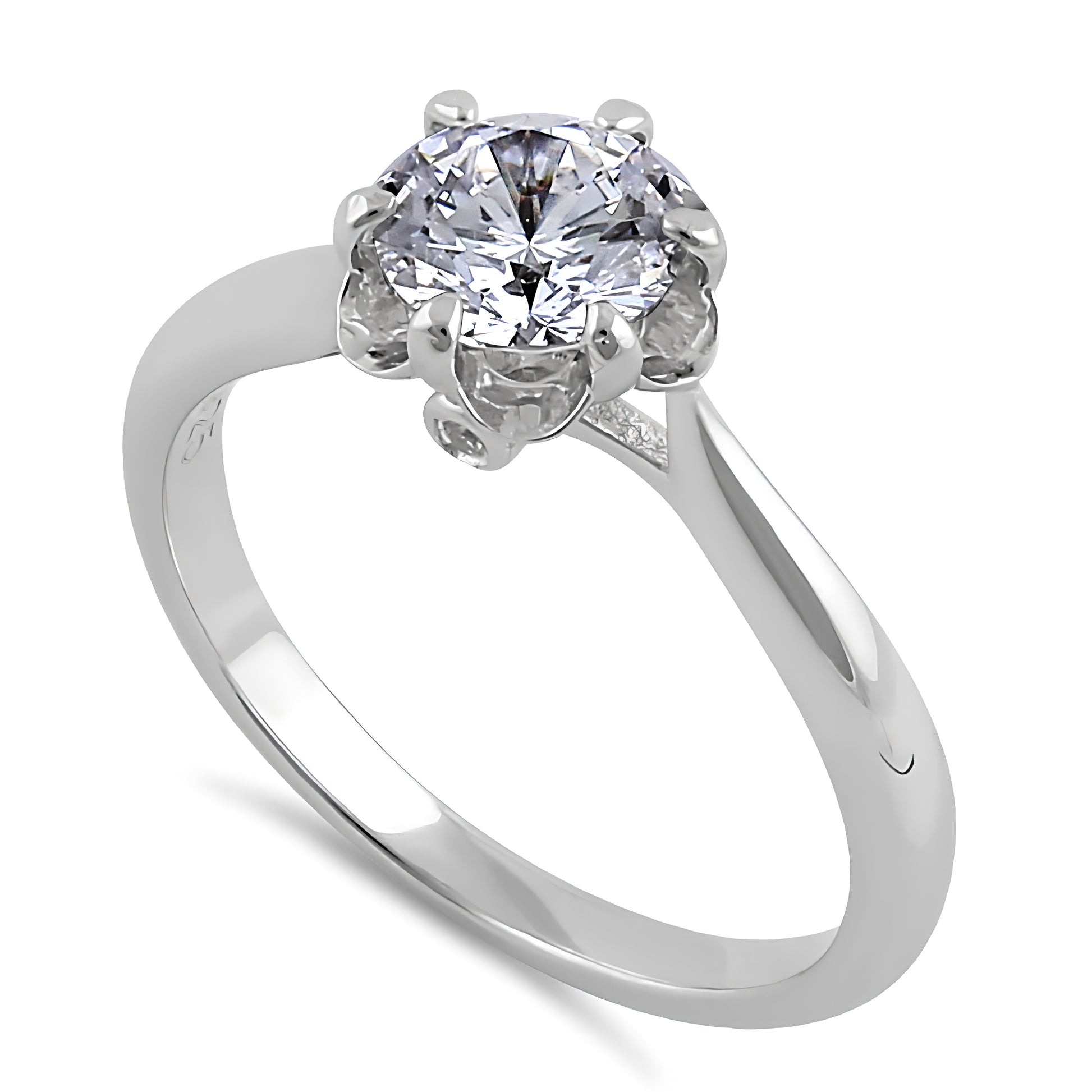 Sterling Silver 6.5mm Clear CZ Small Flower Setting Ring for Women, Cubic Zirconia, Promise Ring Gift