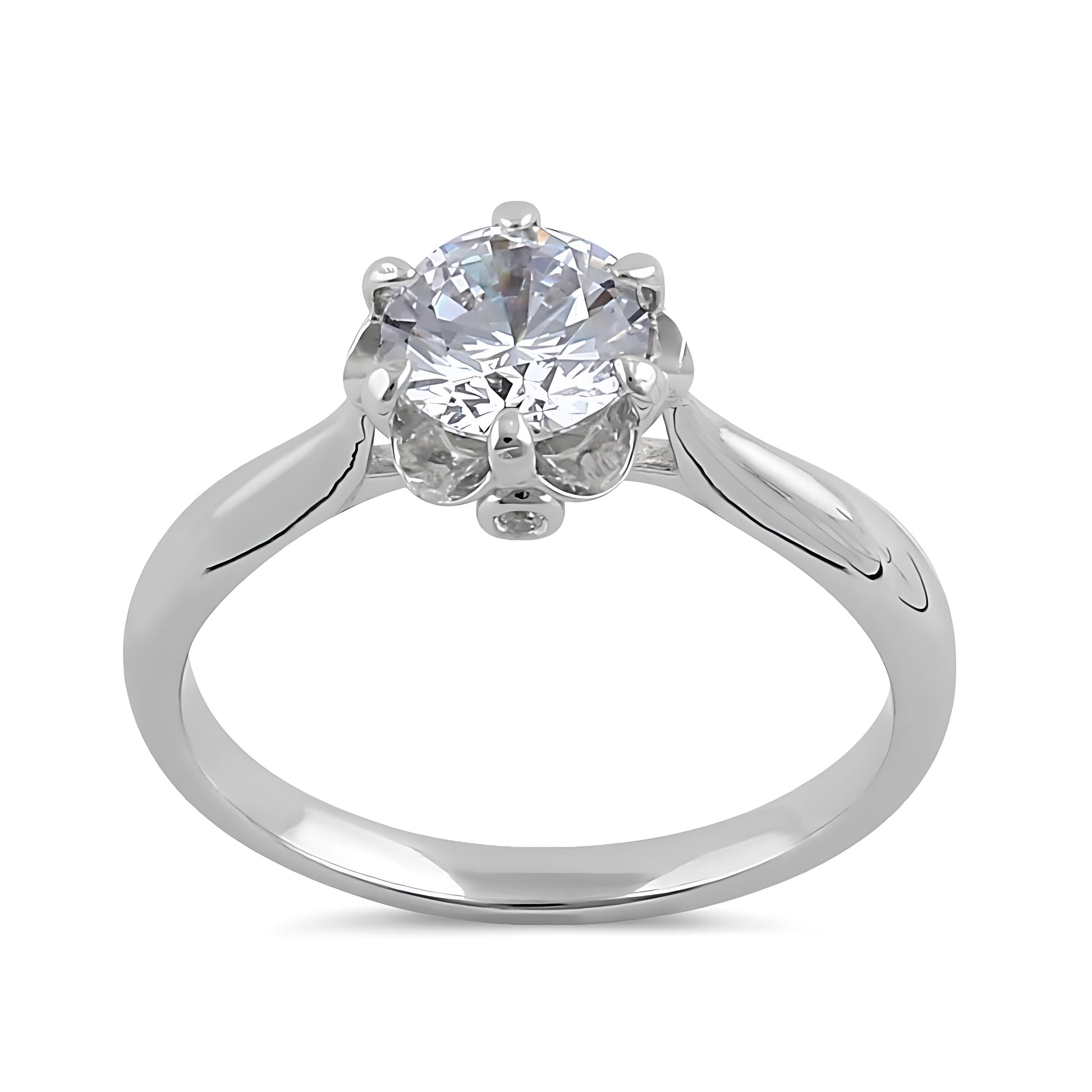 Sterling Silver 6.5mm Clear CZ Small Flower Setting Ring for Women, Cubic Zirconia, Promise Ring Gift view 2