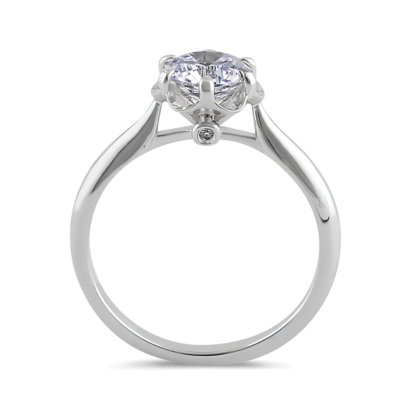 Sterling Silver 6.5mm Clear CZ Small Flower Setting Ring for Women, Cubic Zirconia, Promise Ring Gift view 3