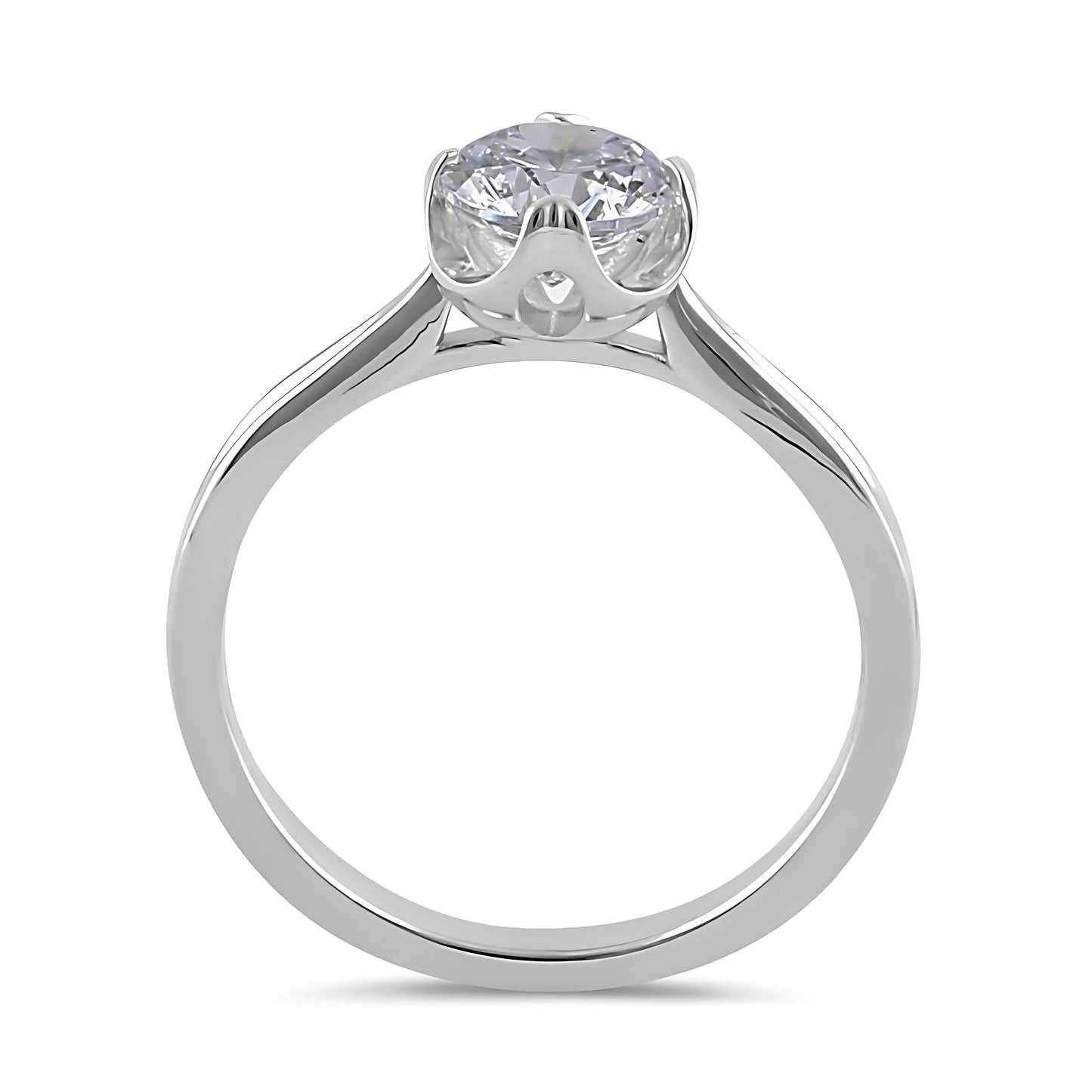 Sterling Silver 6.5mm Clear CZ Six Crossed Prong Setting Ring for Women, Cubic Zirconia, Promise Ring Gift view 3