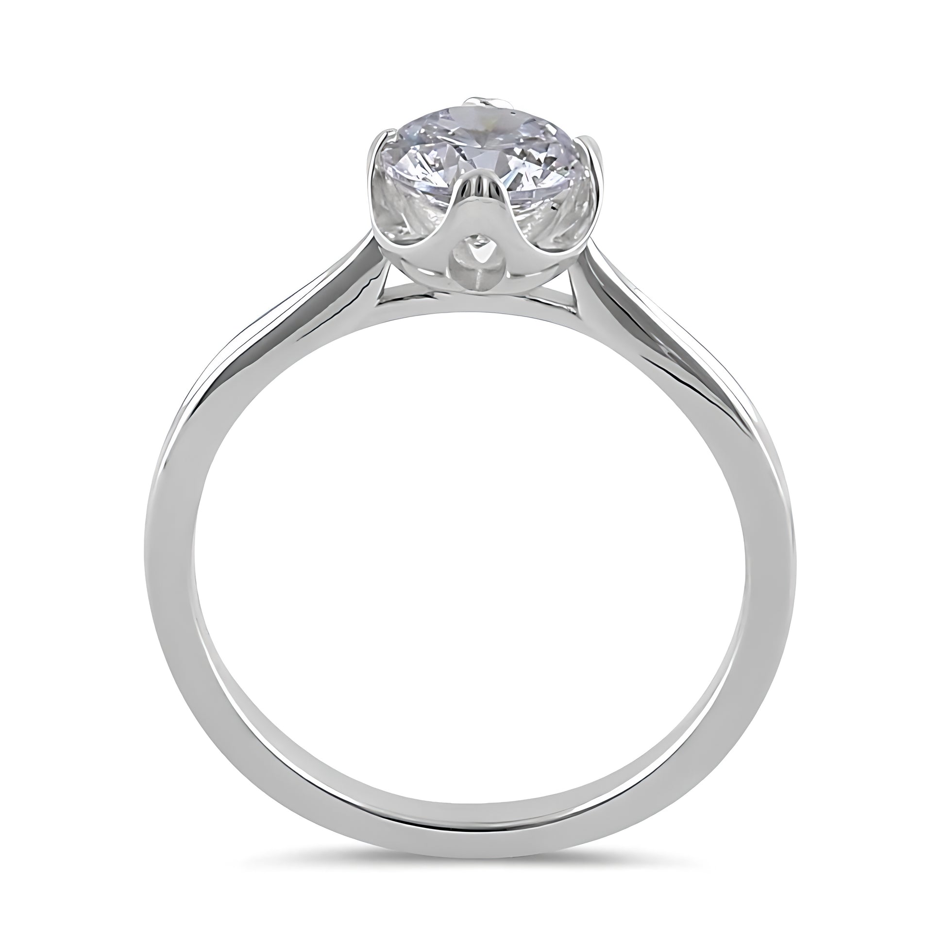 Sterling Silver 6.5mm Clear CZ Six Crossed Prong Setting Ring for Women, Cubic Zirconia, Promise Ring Gift view 3