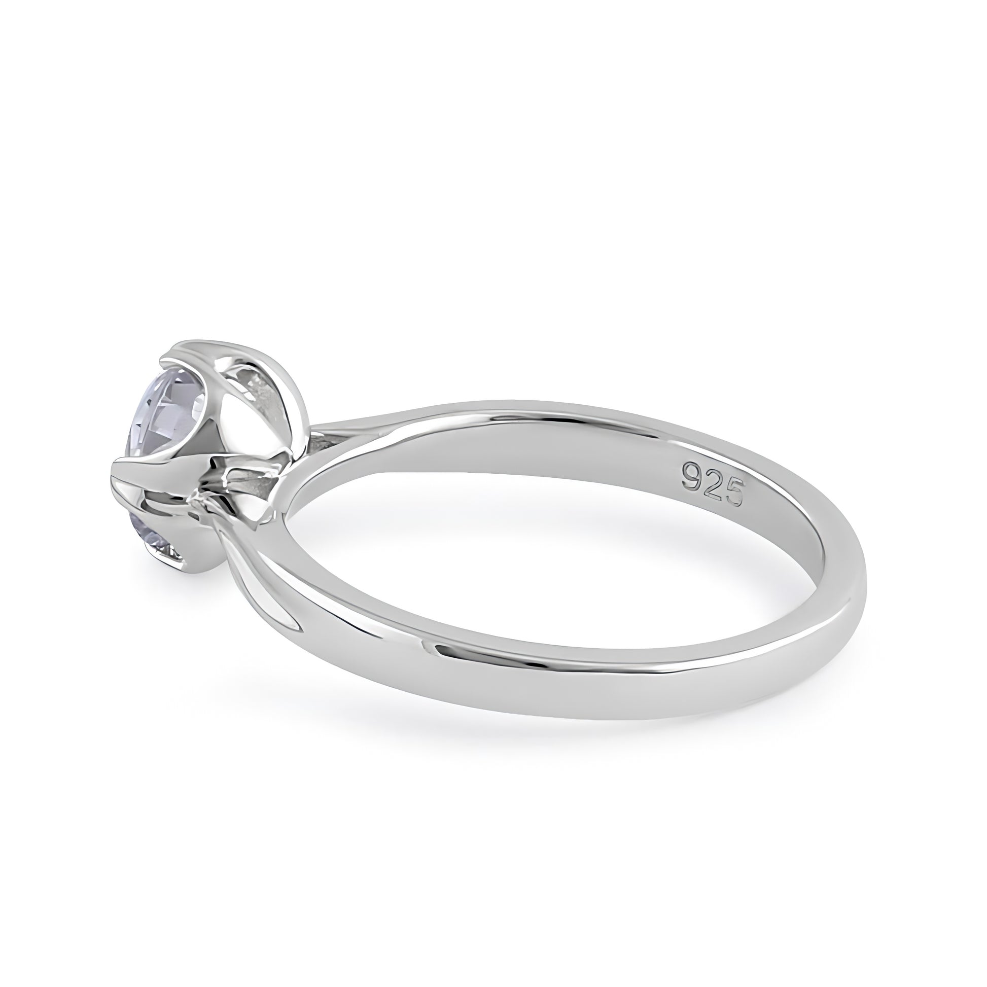Sterling Silver 6.5mm Clear CZ Six Crossed Prong Setting Ring for Women, Cubic Zirconia, Promise Ring Gift view 4
