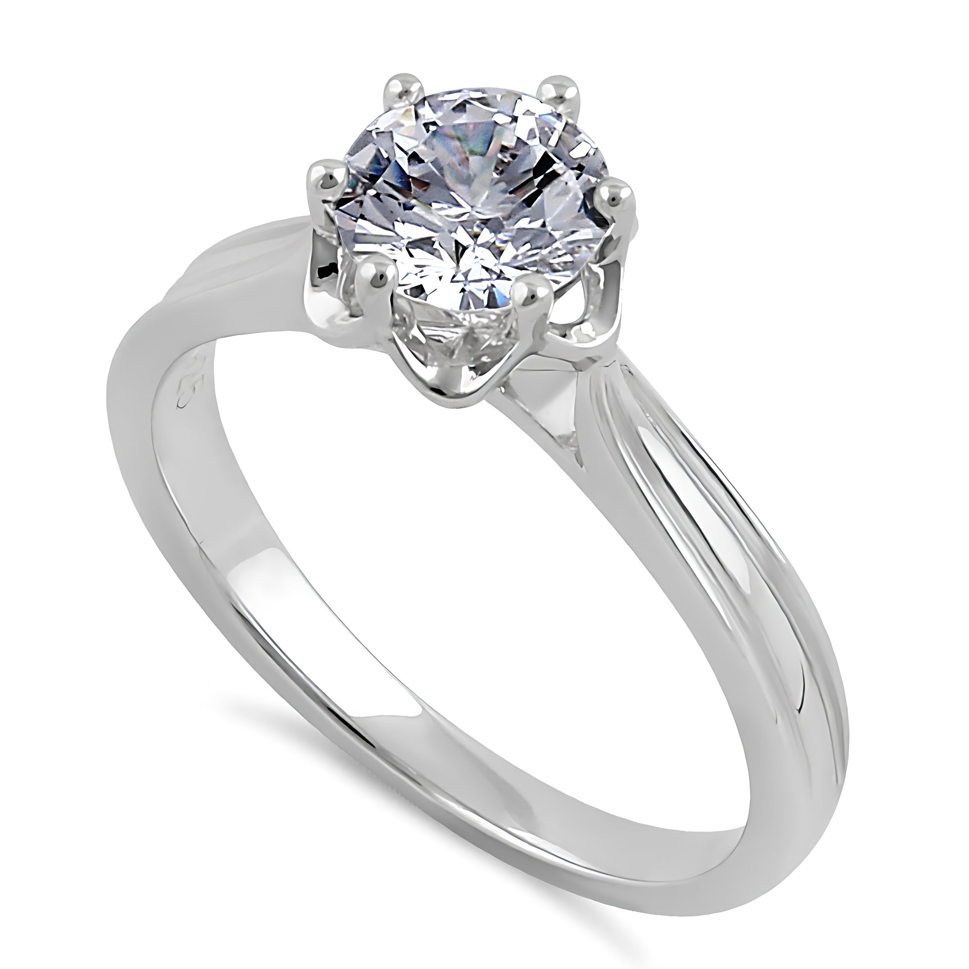 Sterling Silver 6.5mm Clear CZ Flower Setting Ring for Women, Cubic Zirconia, Promise Ring Gift