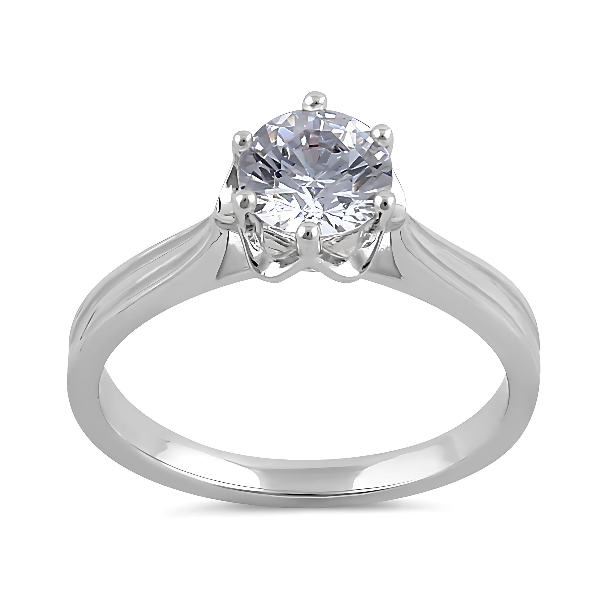 Sterling Silver 6.5mm Clear CZ Flower Setting Ring for Women, Cubic Zirconia, Promise Ring Gift view 2
