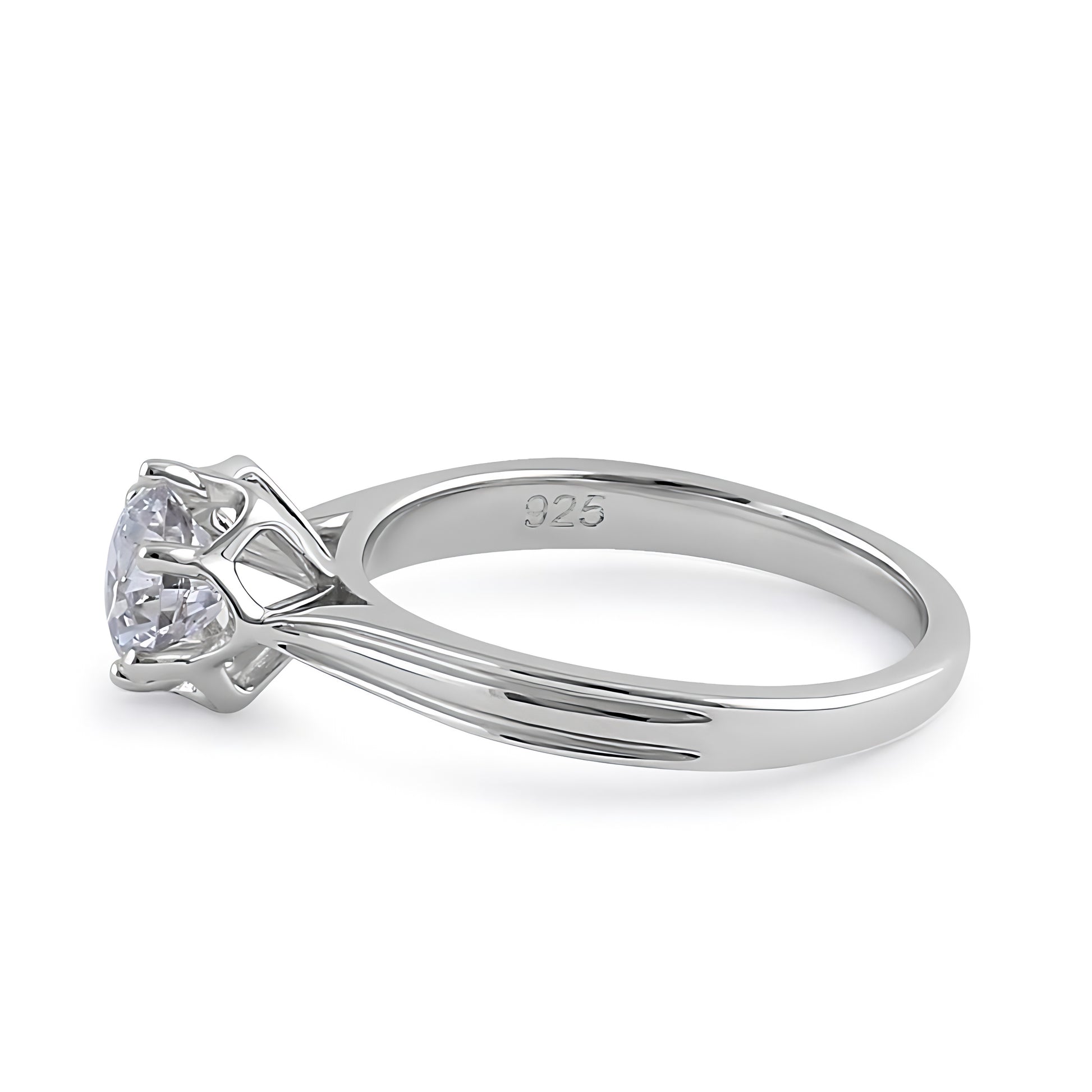 Sterling Silver 6.5mm Clear CZ Flower Setting Ring for Women, Cubic Zirconia, Promise Ring Gift view 4