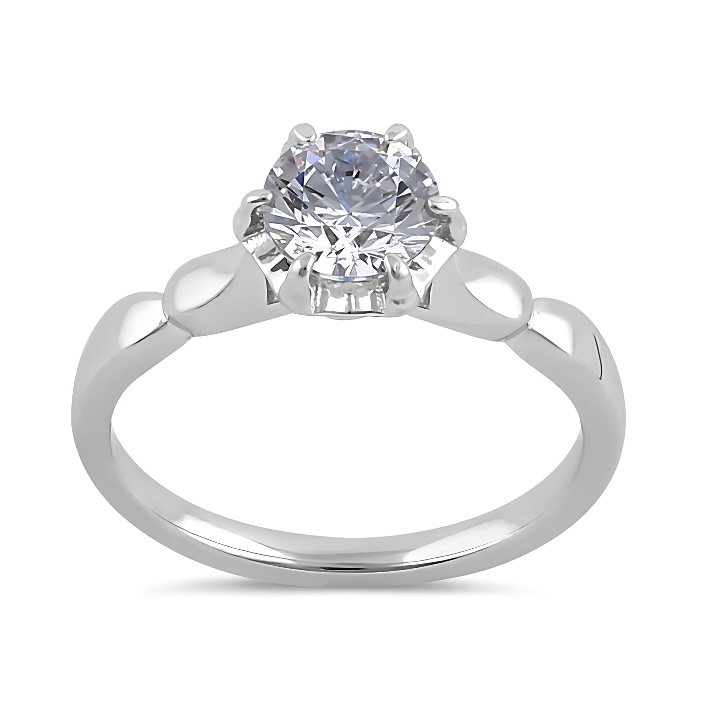 Sterling Silver 6.5mm Clear CZ Vintage Crown Setting Ring for Women, Cubic Zirconia, Promise Ring Gift view 2