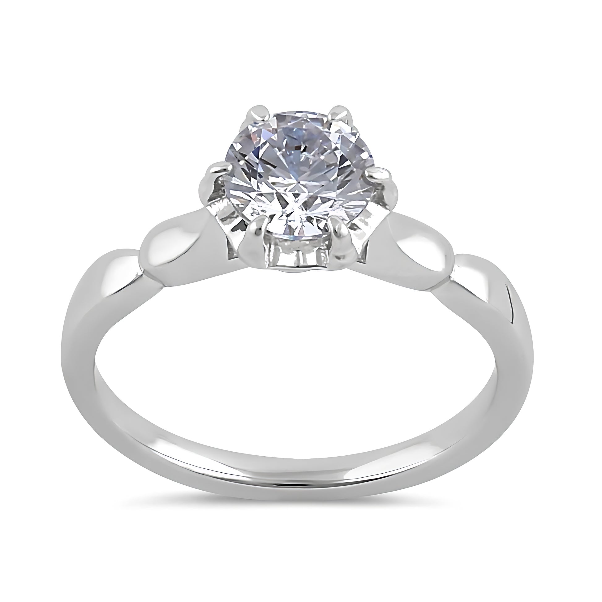 Sterling Silver 6.5mm Clear CZ Vintage Crown Setting Ring for Women, Cubic Zirconia, Promise Ring Gift view 2