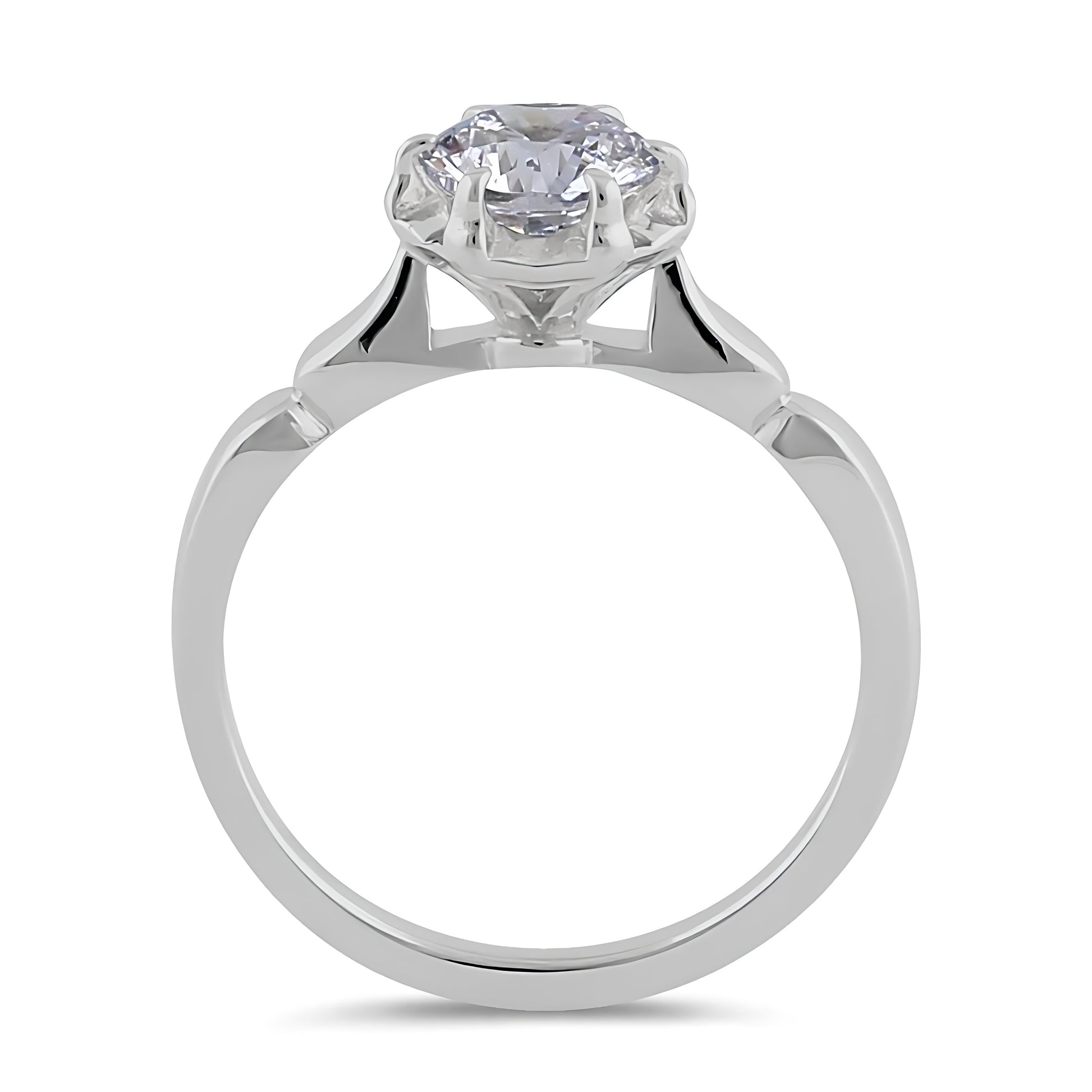 Sterling Silver 6.5mm Clear CZ Vintage Crown Setting Ring for Women, Cubic Zirconia, Promise Ring Gift view 3