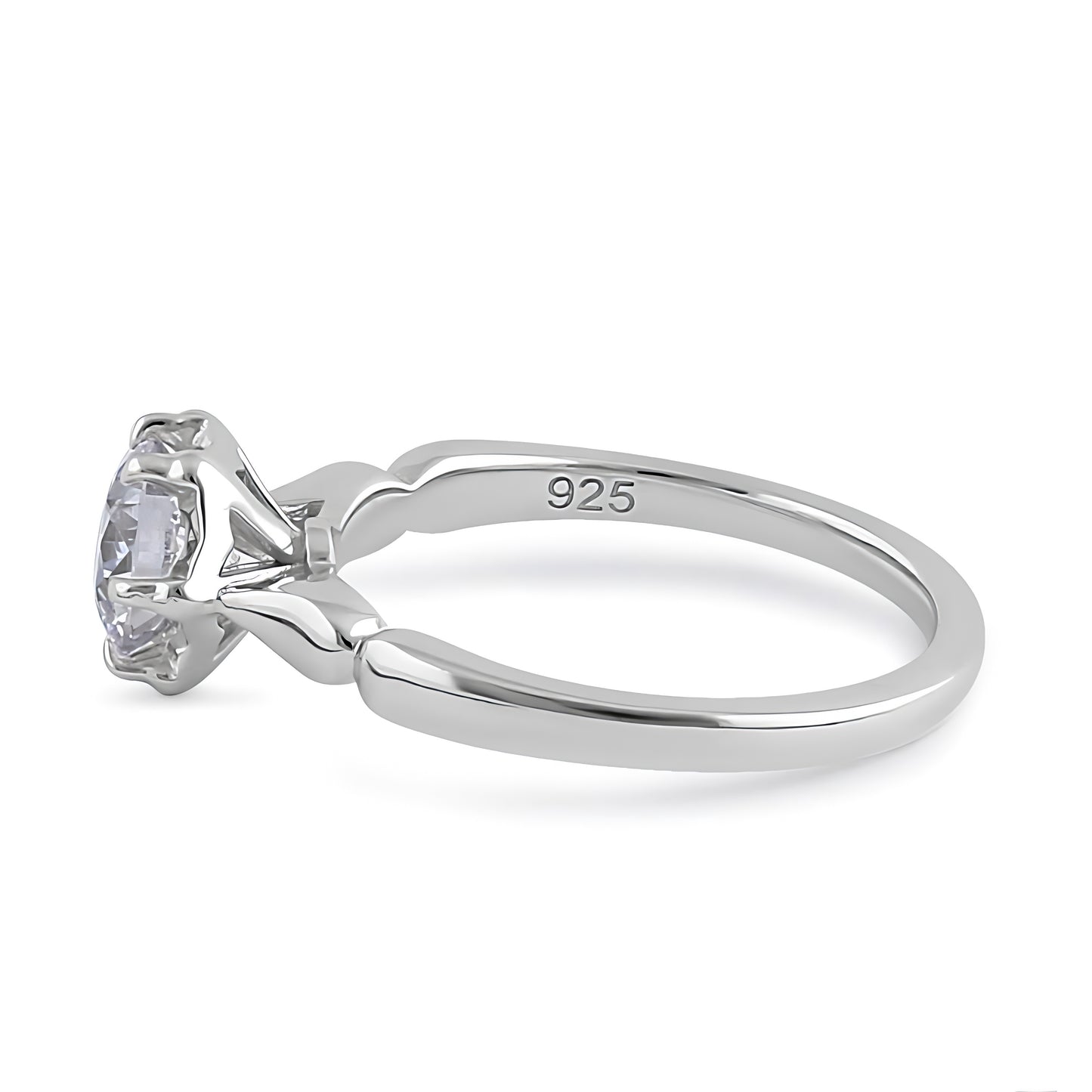 Sterling Silver 6.5mm Clear CZ Vintage Crown Setting Ring for Women, Cubic Zirconia, Promise Ring Gift view 4