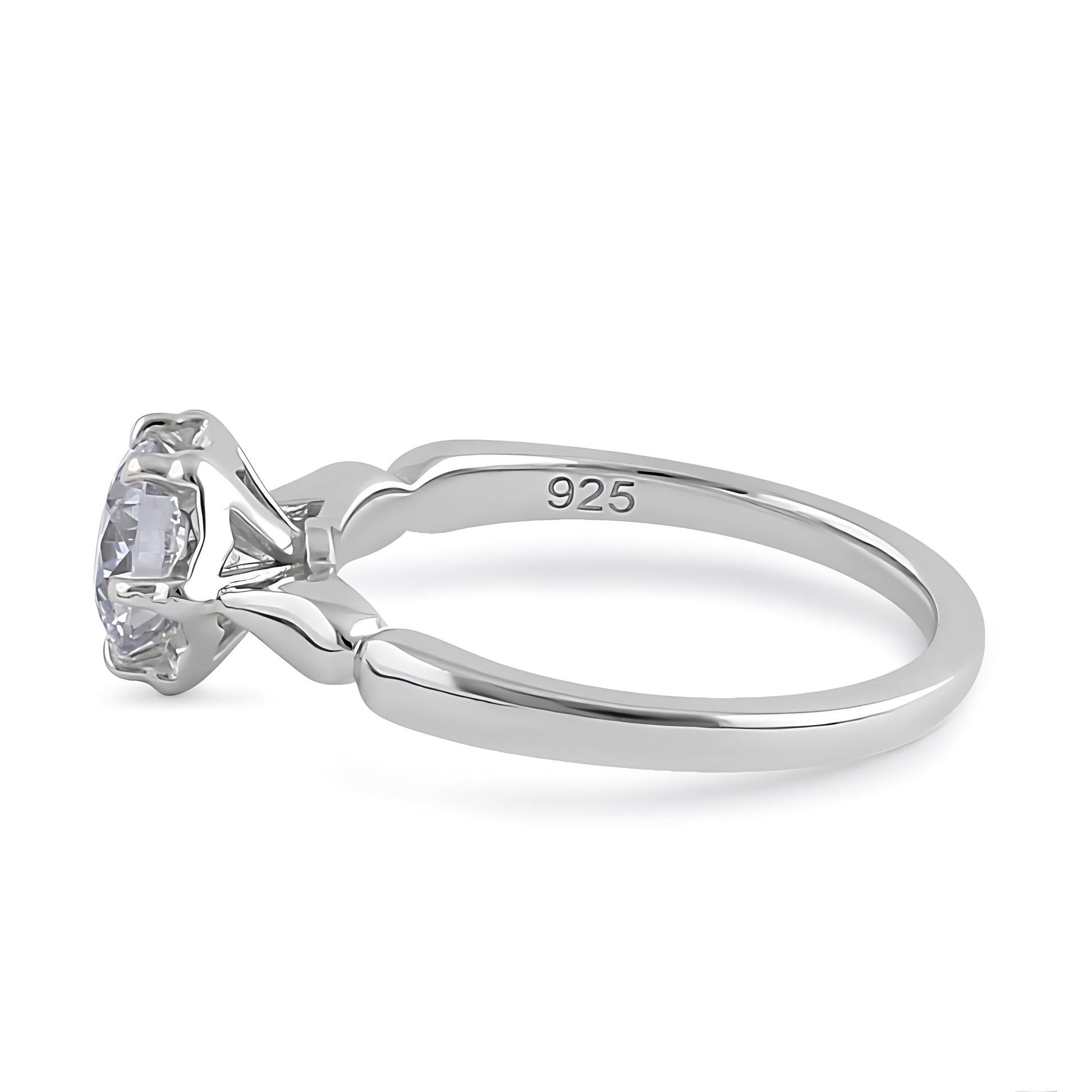 Sterling Silver 6.5mm Clear CZ Vintage Crown Setting Ring for Women, Cubic Zirconia, Promise Ring Gift view 4
