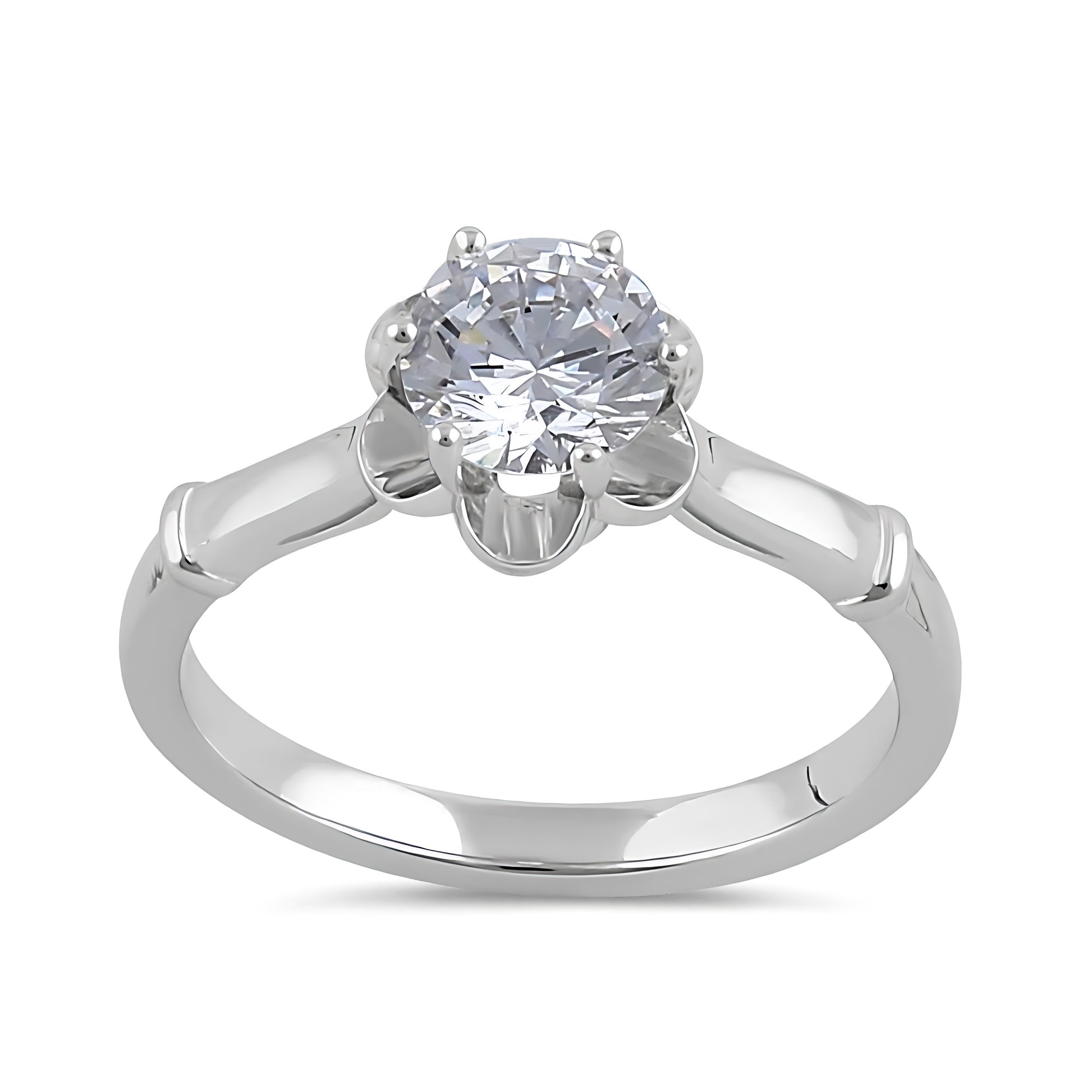 Sterling Silver 6.5mm Clear CZ Flower Setting Ring for Women, Cubic Zirconia, Promise Ring Gift view 2