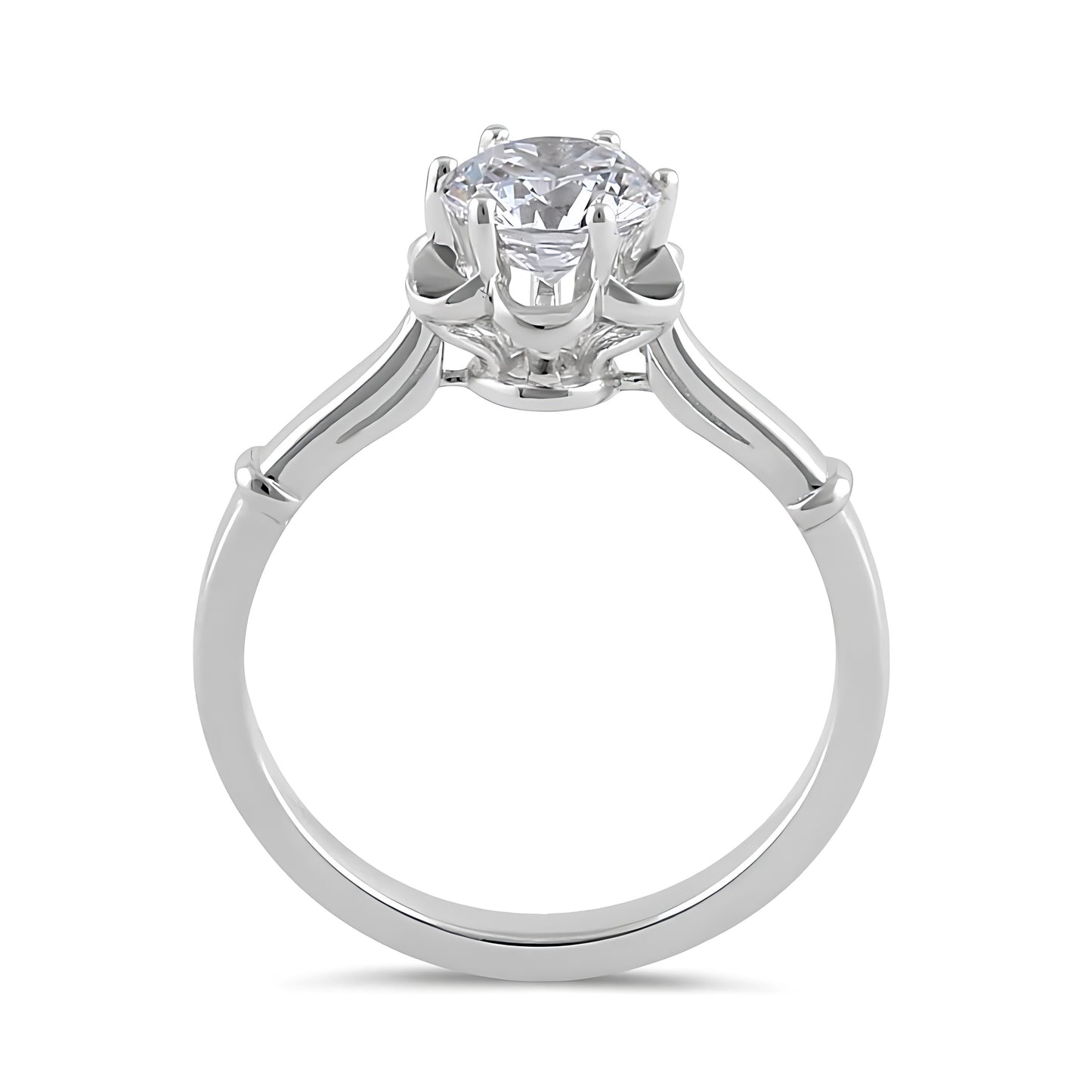 Sterling Silver 6.5mm Clear CZ Flower Setting Ring for Women, Cubic Zirconia, Promise Ring Gift view 3