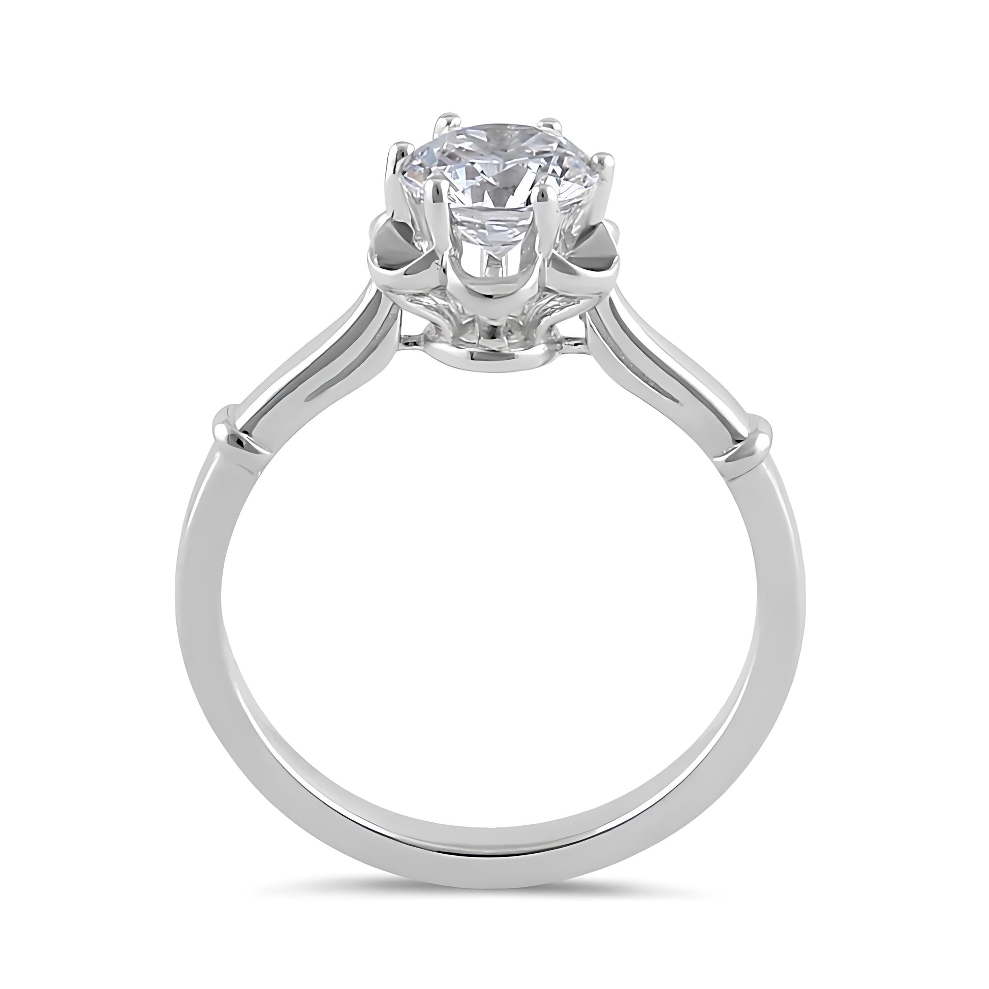 Sterling Silver 6.5mm Clear CZ Flower Setting Ring for Women, Cubic Zirconia, Promise Ring Gift view 3
