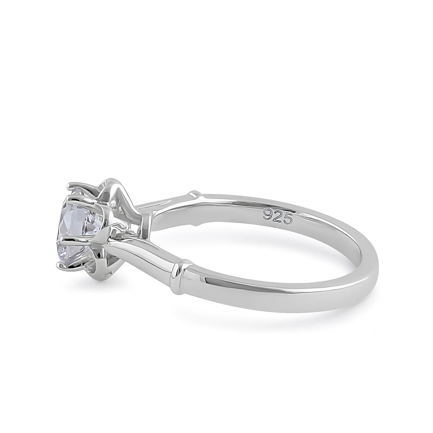 Sterling Silver 6.5mm Clear CZ Flower Setting Ring for Women, Cubic Zirconia, Promise Ring Gift view 4