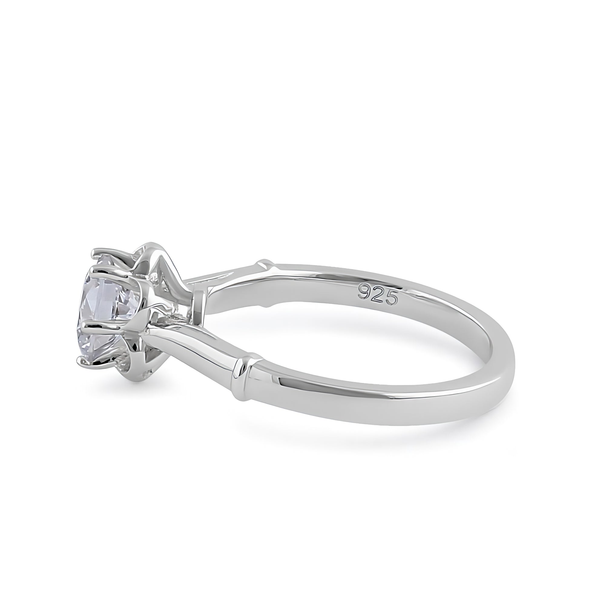 Sterling Silver 6.5mm Clear CZ Flower Setting Ring for Women, Cubic Zirconia, Promise Ring Gift view 4