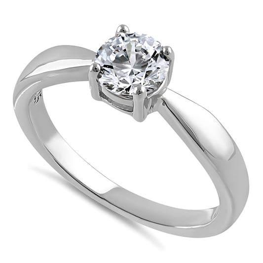 Sterling Silver 6mm Round Clear CZ Ring for Women, Round Cubic Zirconia, Promise Ring Gift