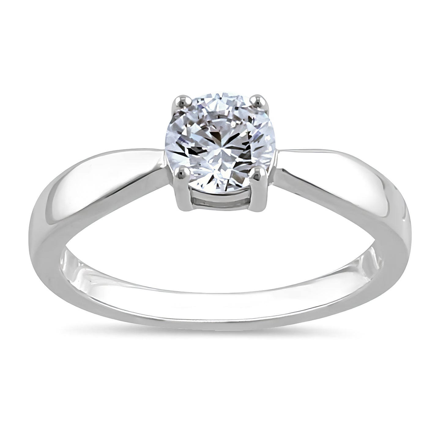 Sterling Silver 6mm Round Clear CZ Ring for Women, Round Cubic Zirconia, Promise Ring Gift view 2