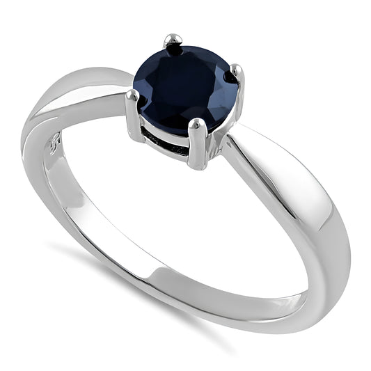 Sterling Silver 6mm Round Black CZ Ring for Women, Round Cubic Zirconia, Promise Ring Gift