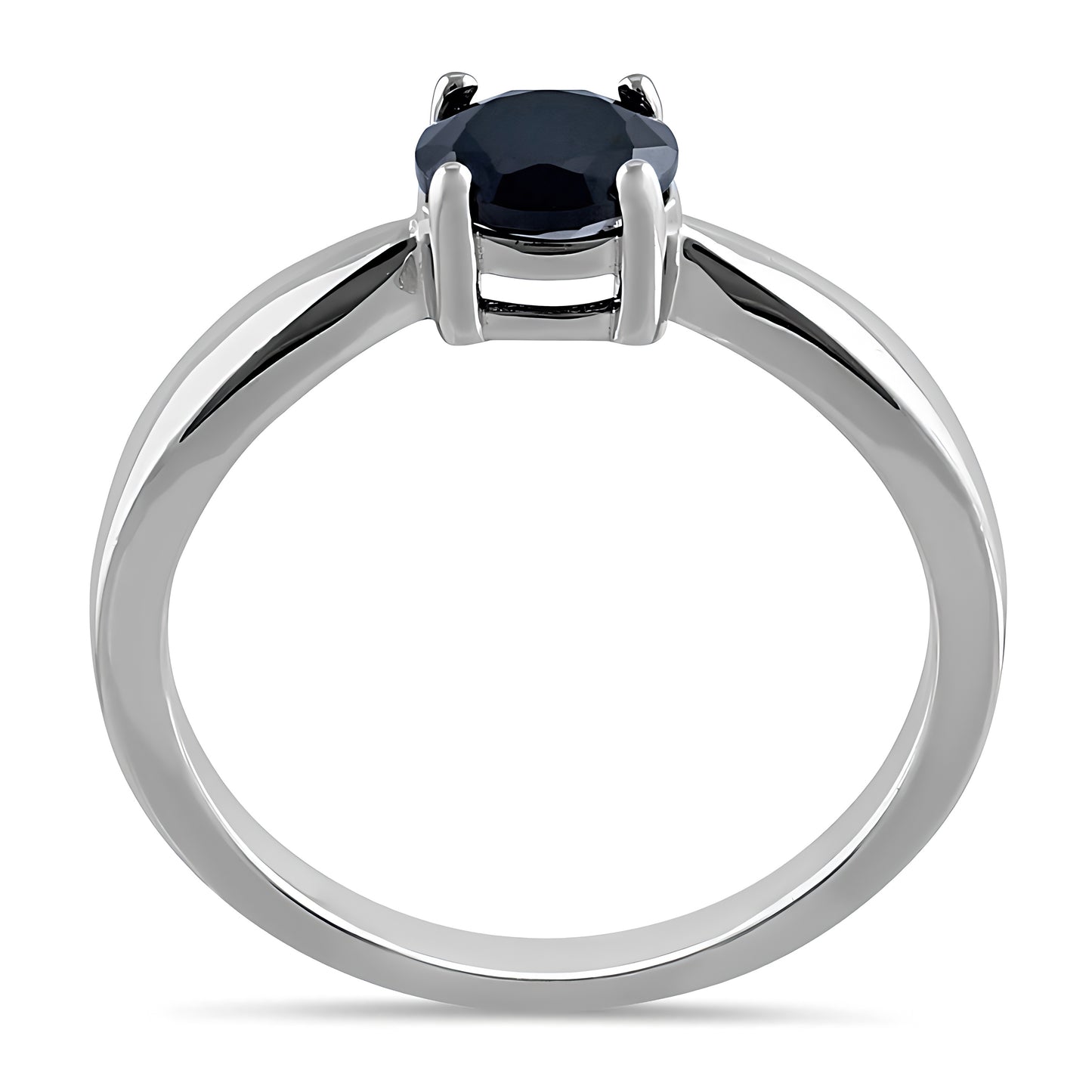 Sterling Silver 6mm Round Black CZ Ring for Women, Round Cubic Zirconia, Promise Ring Gift view 3