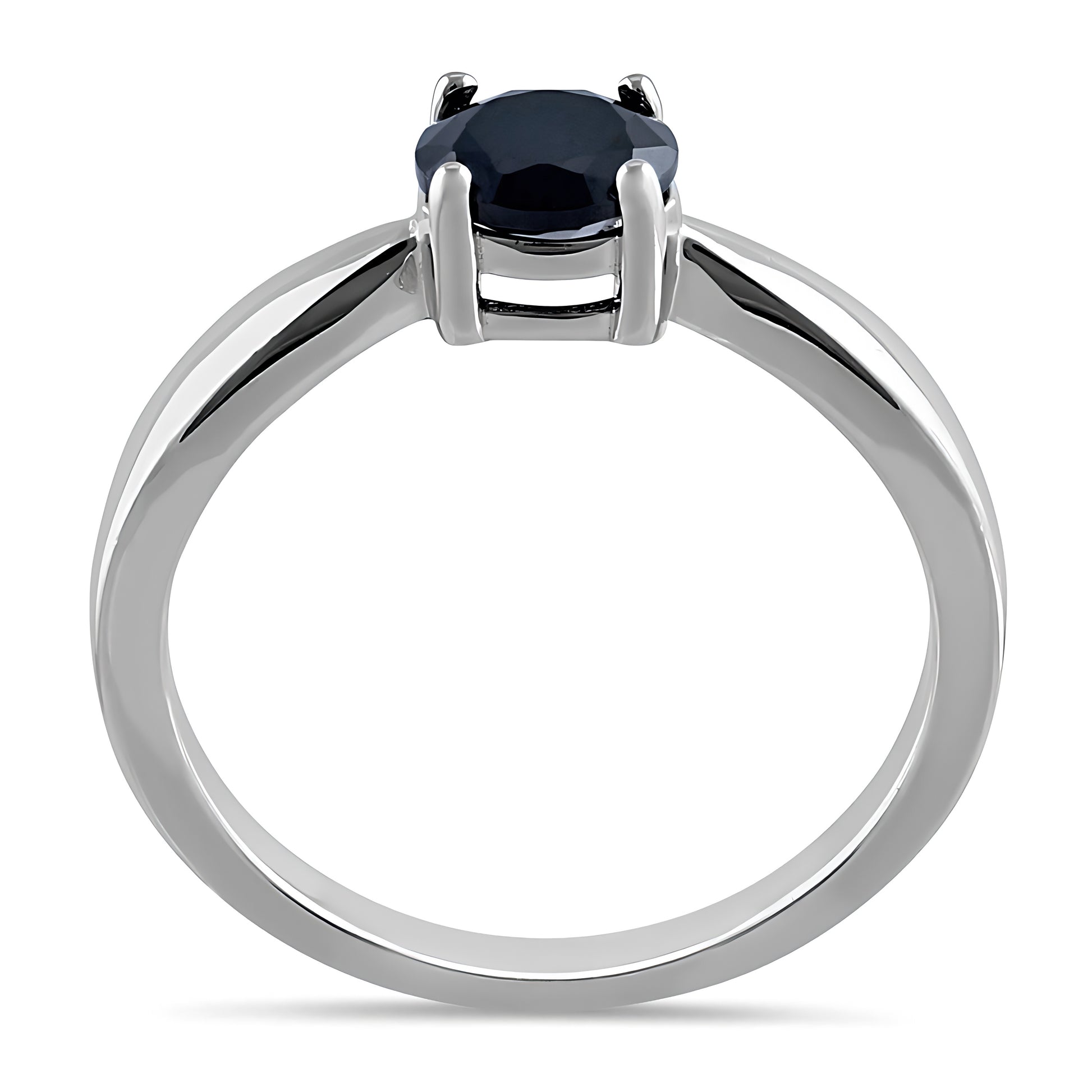 Sterling Silver 6mm Round Black CZ Ring for Women, Round Cubic Zirconia, Promise Ring Gift view 3