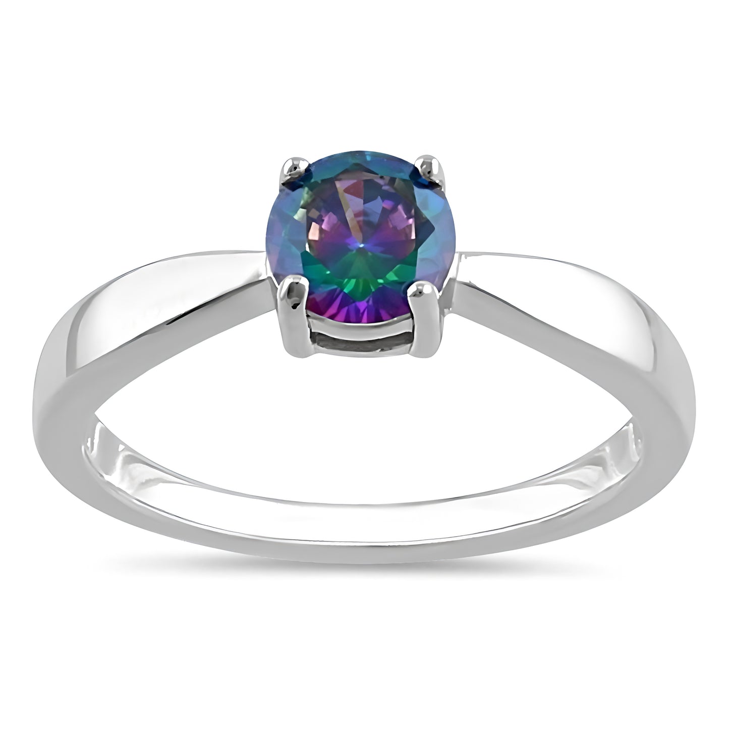 Sterling Silver 6mm Round Rainbow CZ Ring for Women, Round Cubic Zirconia, Promise Ring Gift view 2