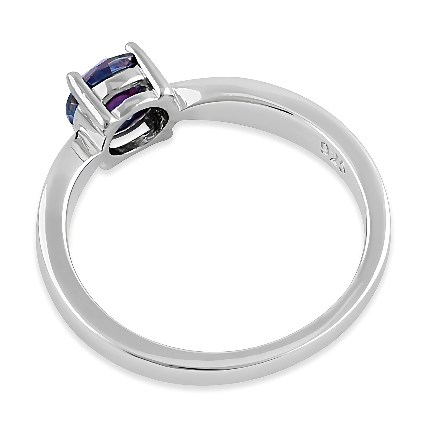 Sterling Silver 6mm Round Rainbow CZ Ring for Women, Round Cubic Zirconia, Promise Ring Gift view 4