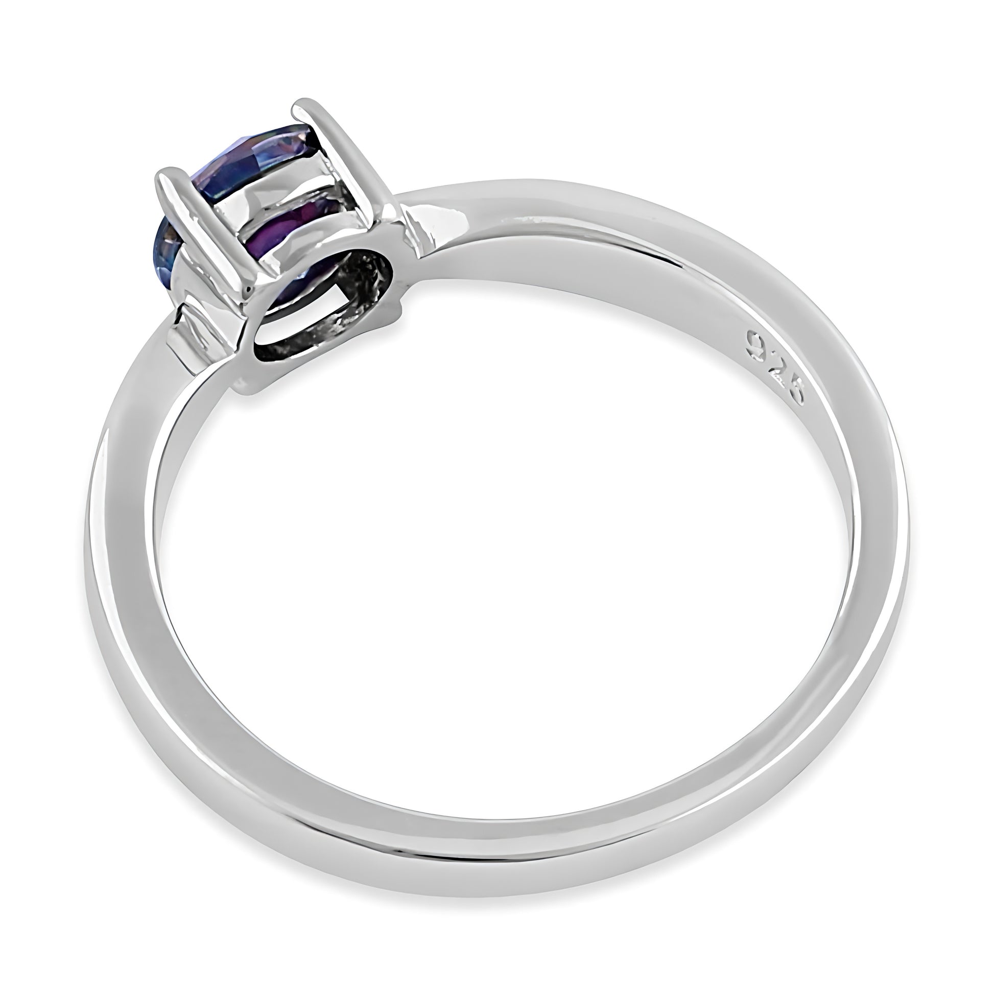 Sterling Silver 6mm Round Rainbow CZ Ring for Women, Round Cubic Zirconia, Promise Ring Gift view 4