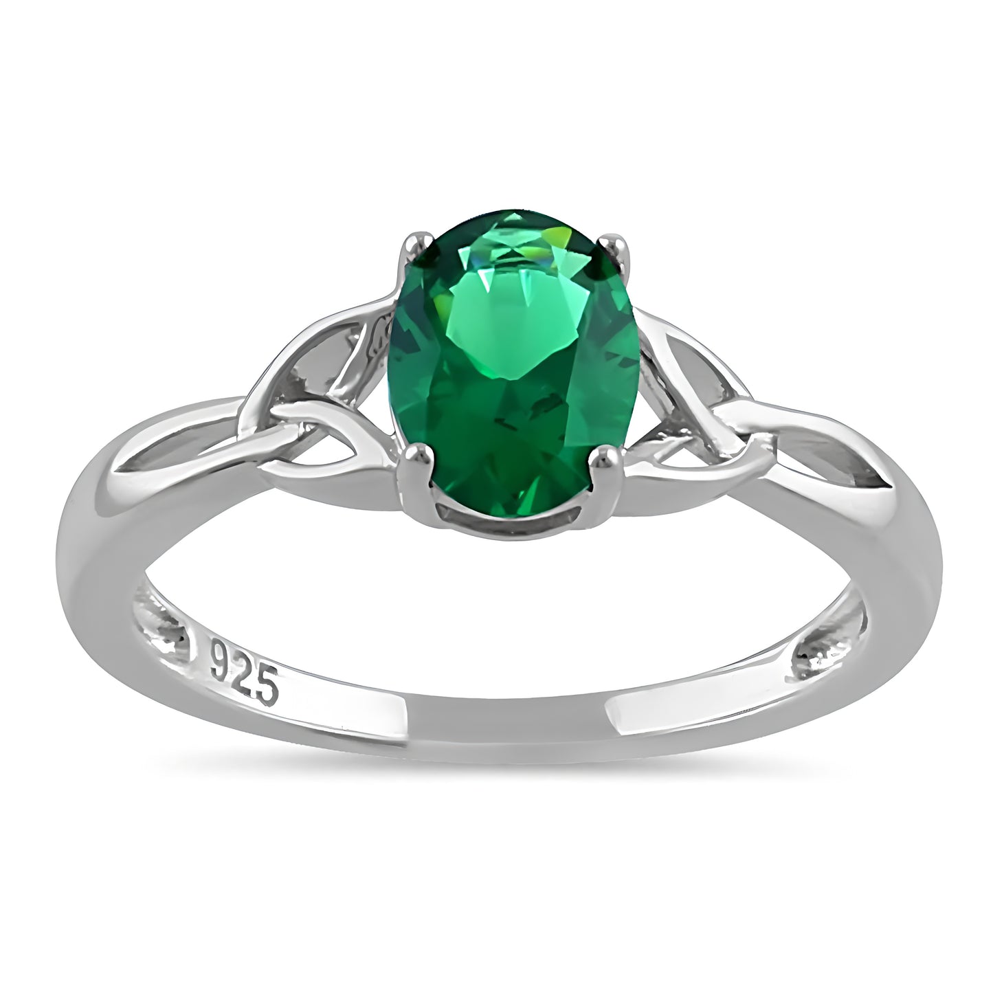 Sterling Silver Charmed Oval Green CZ Ring for Women, Oval Cubic Zirconia, Promise Ring Gift view 2