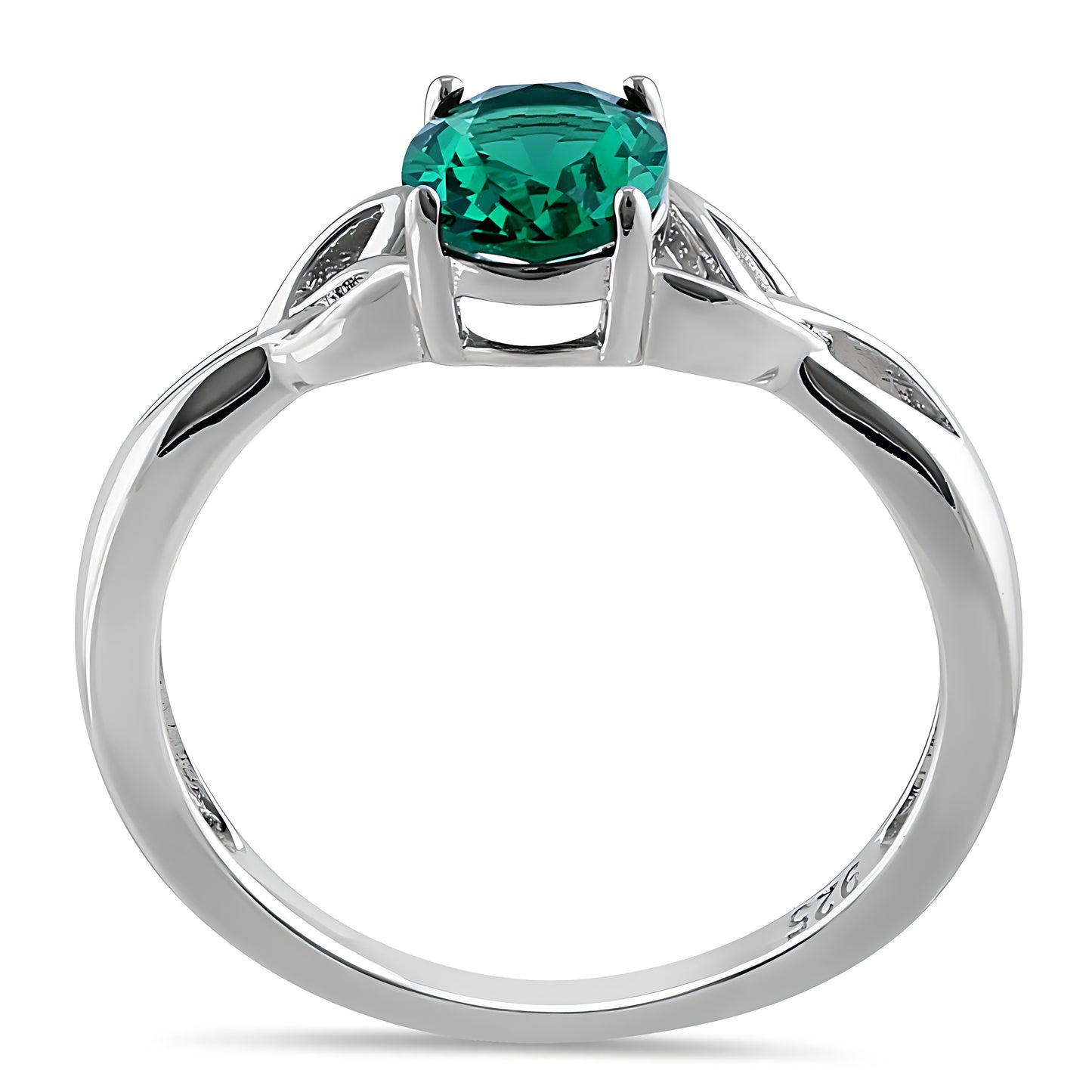 Sterling Silver Charmed Oval Green CZ Ring for Women, Oval Cubic Zirconia, Promise Ring Gift view 3