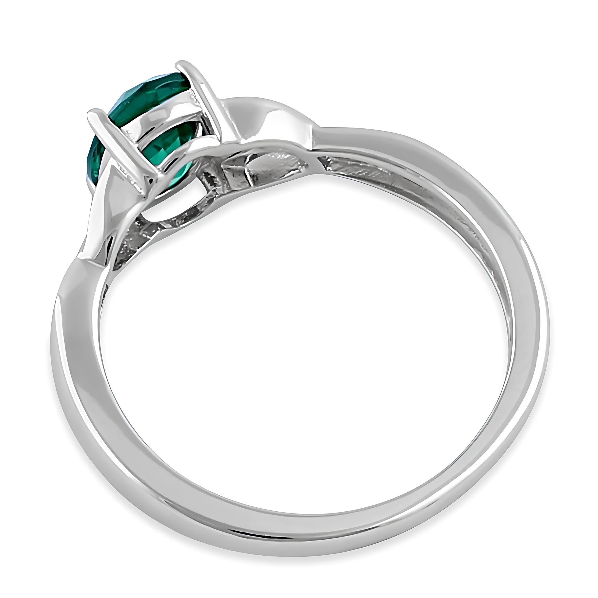 Sterling Silver Charmed Oval Green CZ Ring for Women, Oval Cubic Zirconia, Promise Ring Gift view 4