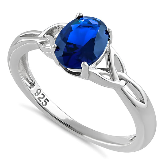 Sterling Silver Charmed Oval Blue CZ Ring for Women, Oval Cubic Zirconia, Promise Ring Gift