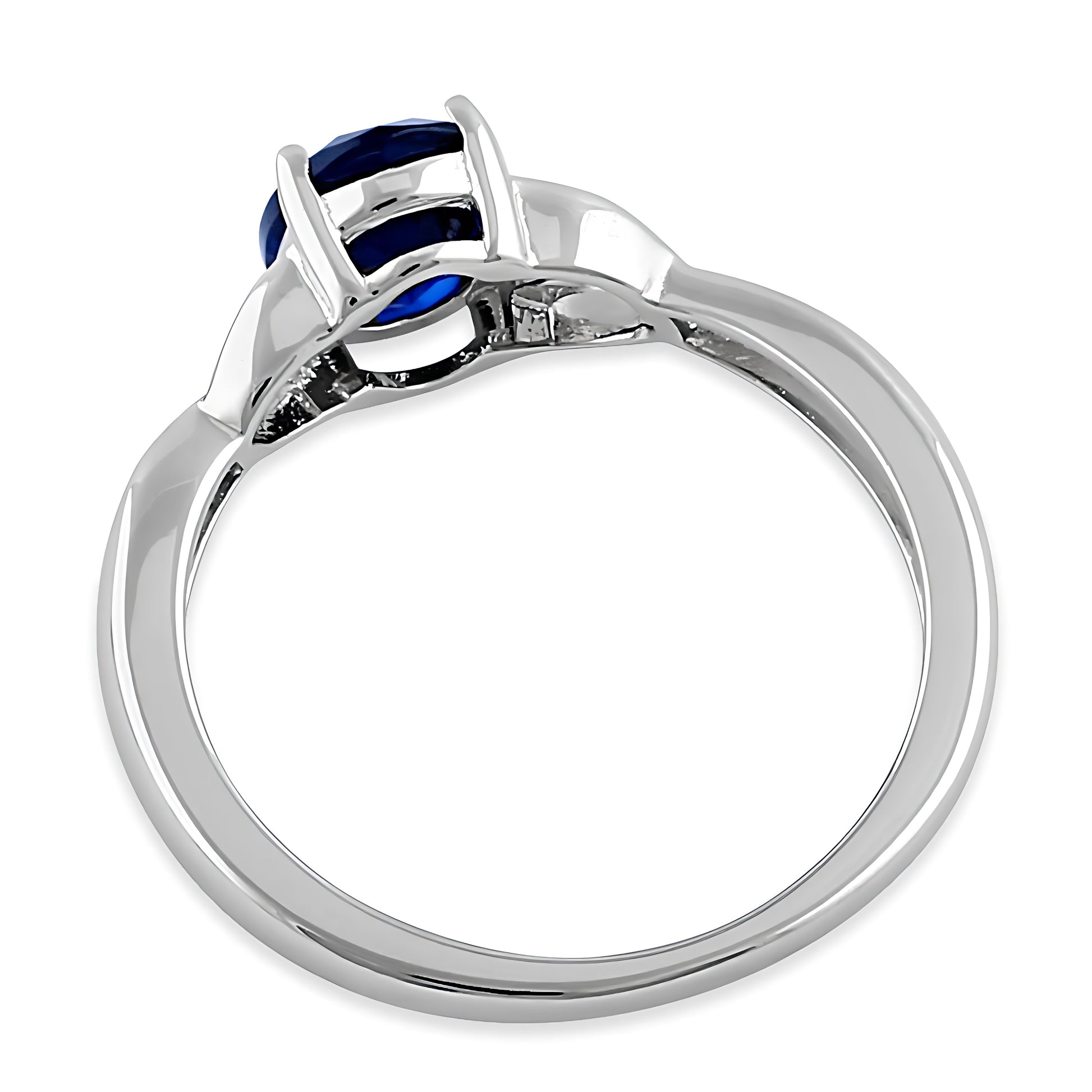 Sterling Silver Charmed Oval Blue CZ Ring for Women, Oval Cubic Zirconia, Promise Ring Gift view 4