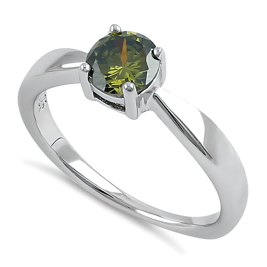 Sterling Silver 6mm Round Peridot CZ Ring for Women, Round Cubic Zirconia, Promise Ring Gift