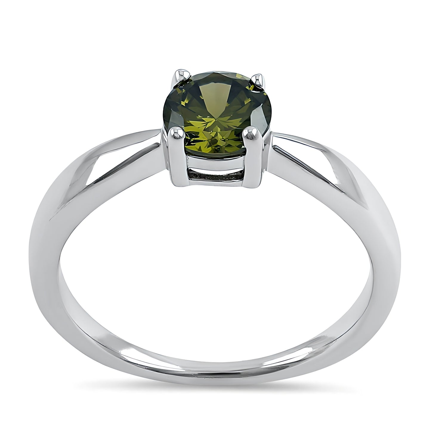Sterling Silver 6mm Round Peridot CZ Ring for Women, Round Cubic Zirconia, Promise Ring Gift view 2