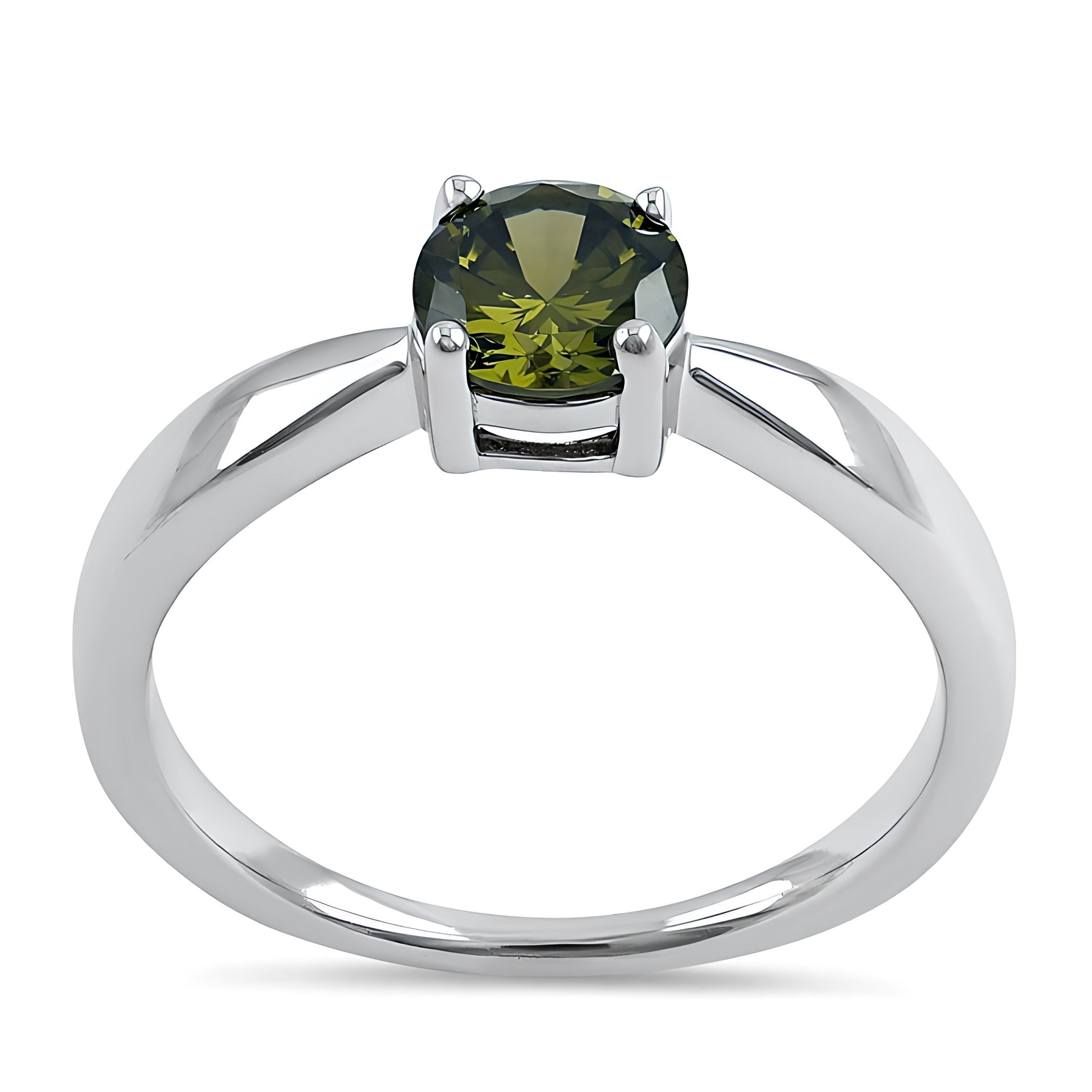 Sterling Silver 6mm Round Peridot CZ Ring for Women, Round Cubic Zirconia, Promise Ring Gift view 2