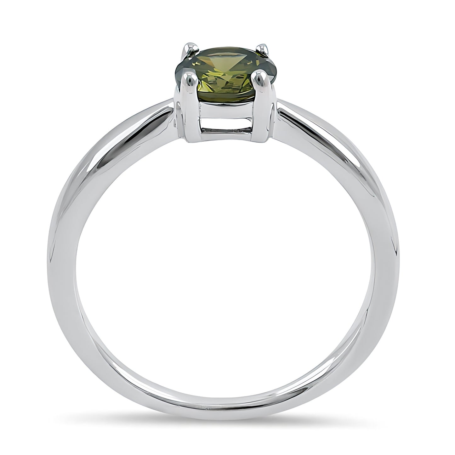 Sterling Silver 6mm Round Peridot CZ Ring for Women, Round Cubic Zirconia, Promise Ring Gift view 3