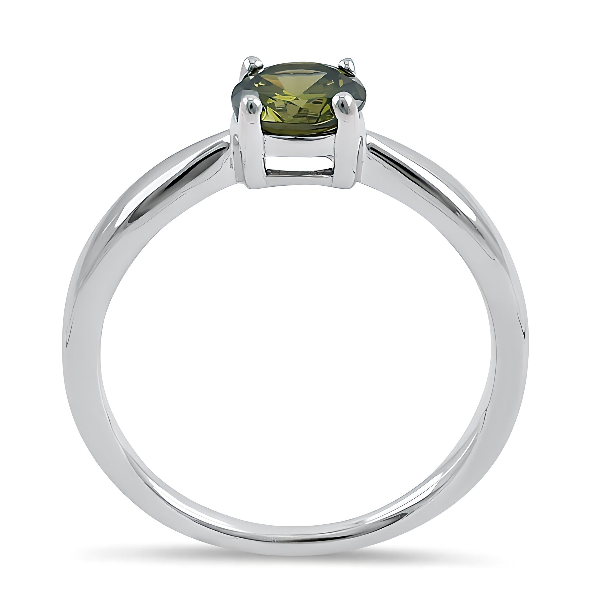Sterling Silver 6mm Round Peridot CZ Ring for Women, Round Cubic Zirconia, Promise Ring Gift view 3