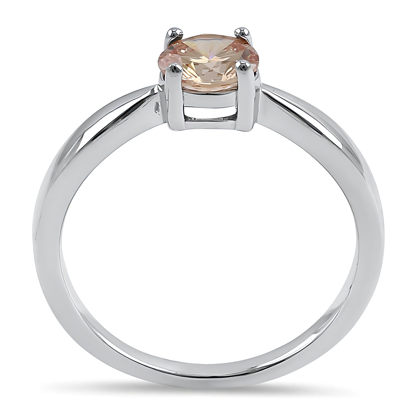 Sterling Silver 6mm Round Champaign CZ Ring for Women, Round Cubic Zirconia, Promise Ring Gift view 3