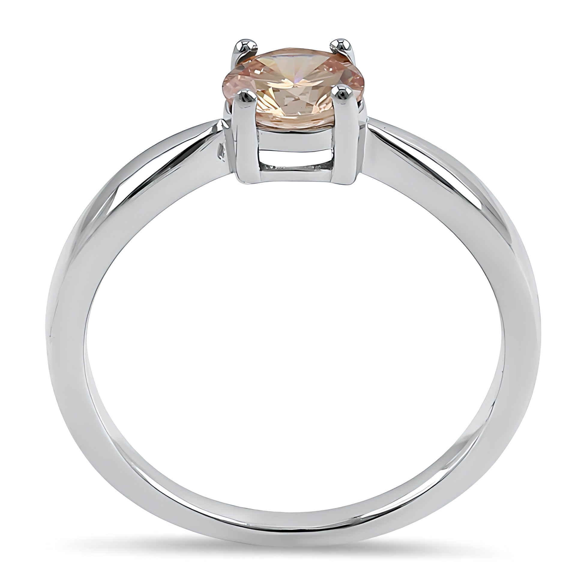 Sterling Silver 6mm Round Champaign CZ Ring for Women, Round Cubic Zirconia, Promise Ring Gift view 3