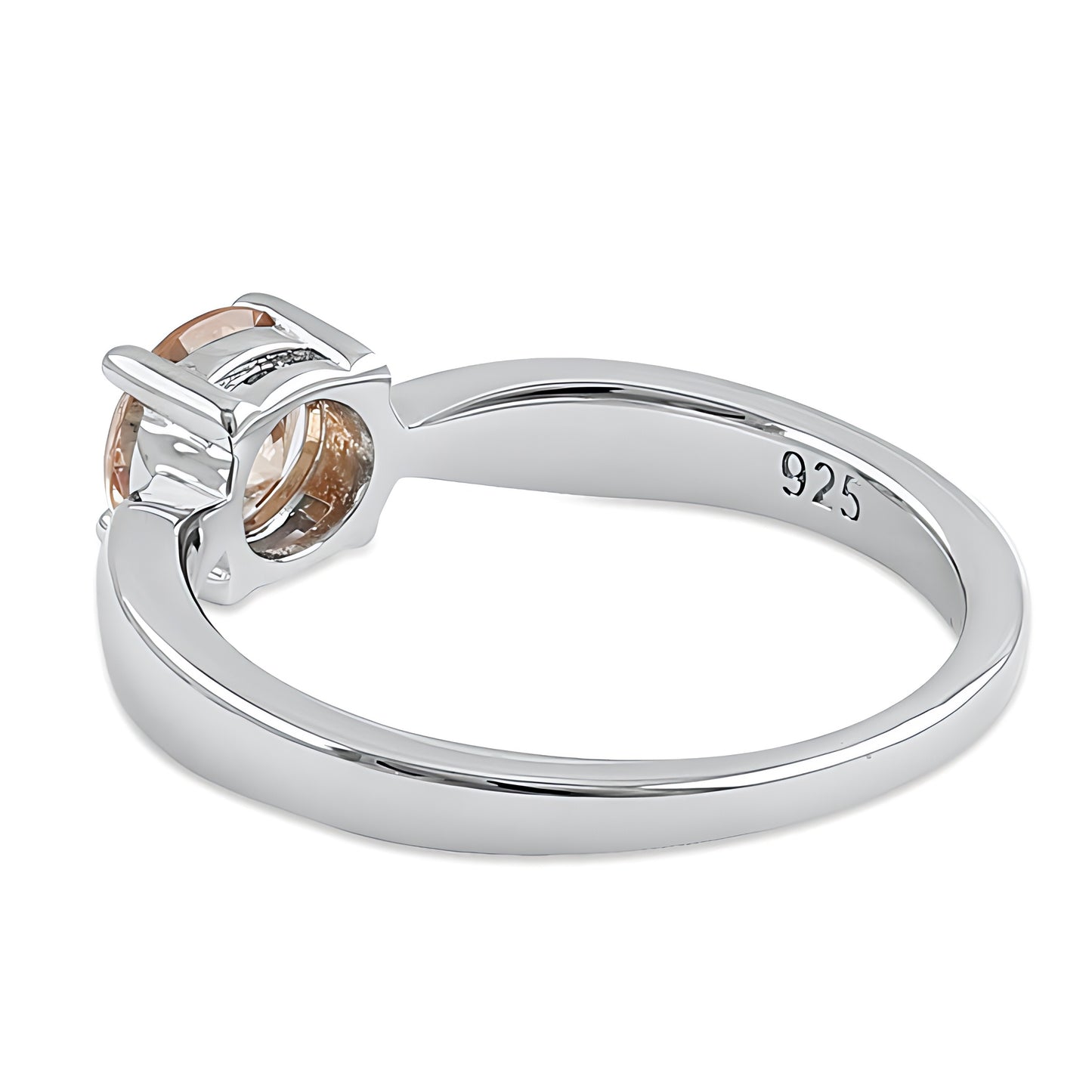 Sterling Silver 6mm Round Champaign CZ Ring for Women, Round Cubic Zirconia, Promise Ring Gift view 4