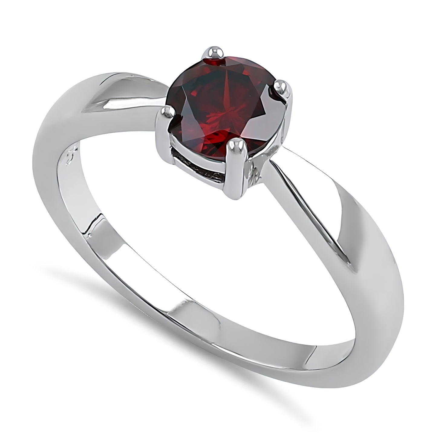 Sterling Silver 6mm Round Dark Garnet CZ Ring for Women, Round Cubic Zirconia, Promise Ring Gift