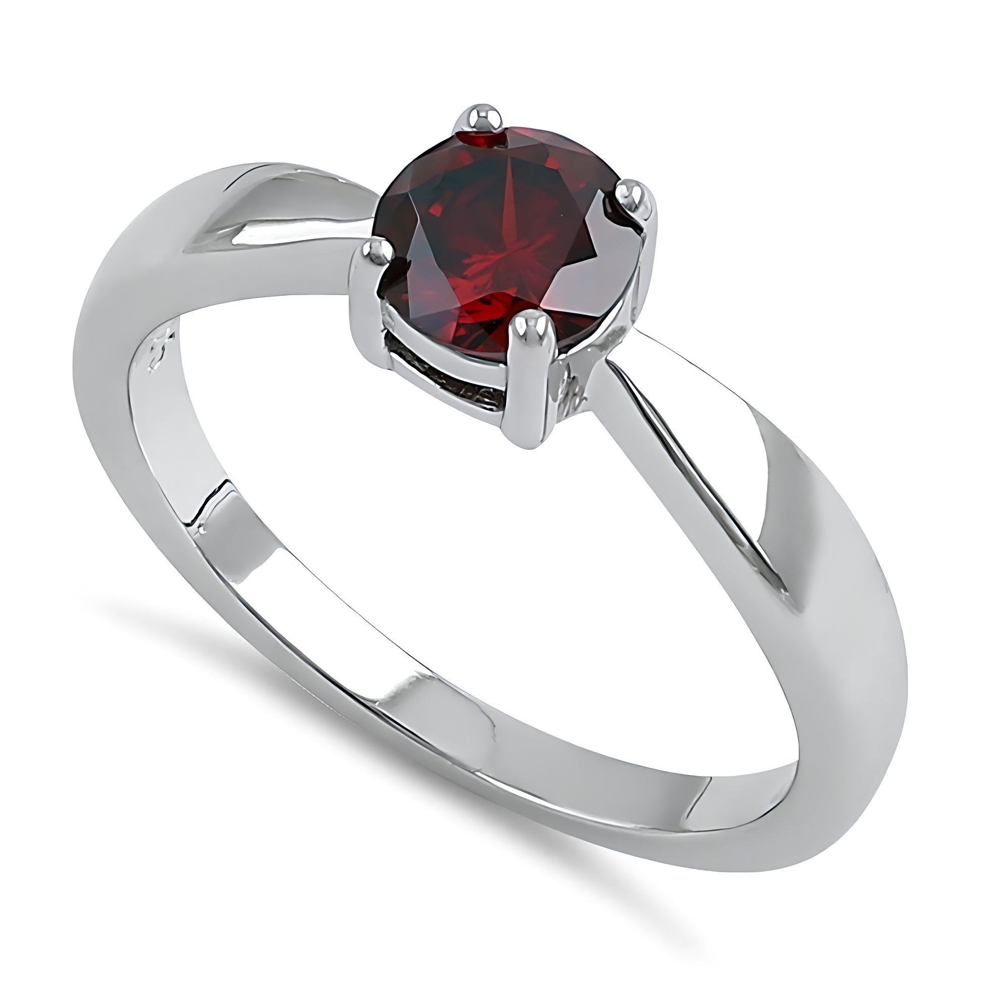 Sterling Silver 6mm Round Dark Garnet CZ Ring for Women, Round Cubic Zirconia, Promise Ring Gift