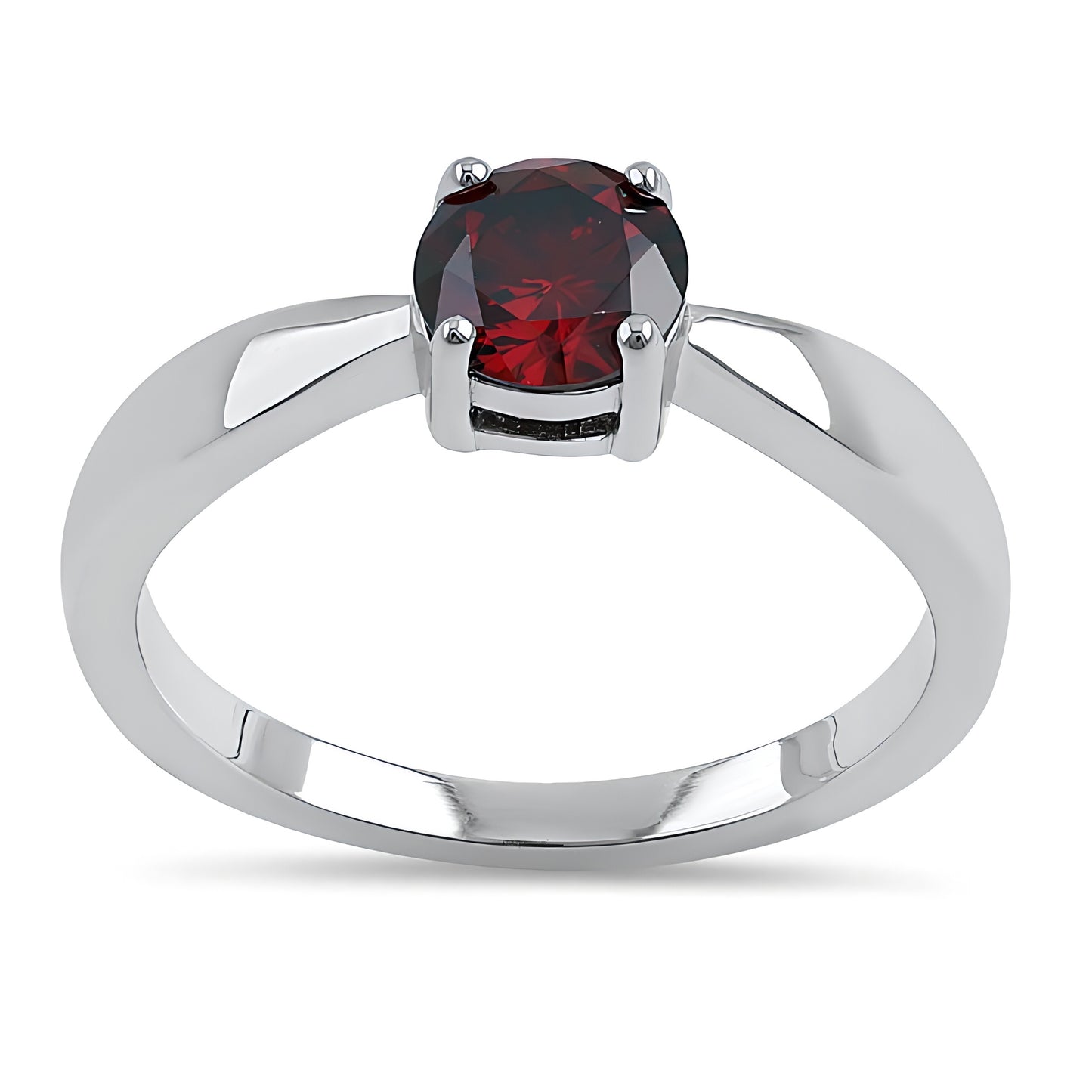 Sterling Silver 6mm Round Dark Garnet CZ Ring for Women, Round Cubic Zirconia, Promise Ring Gift view 2