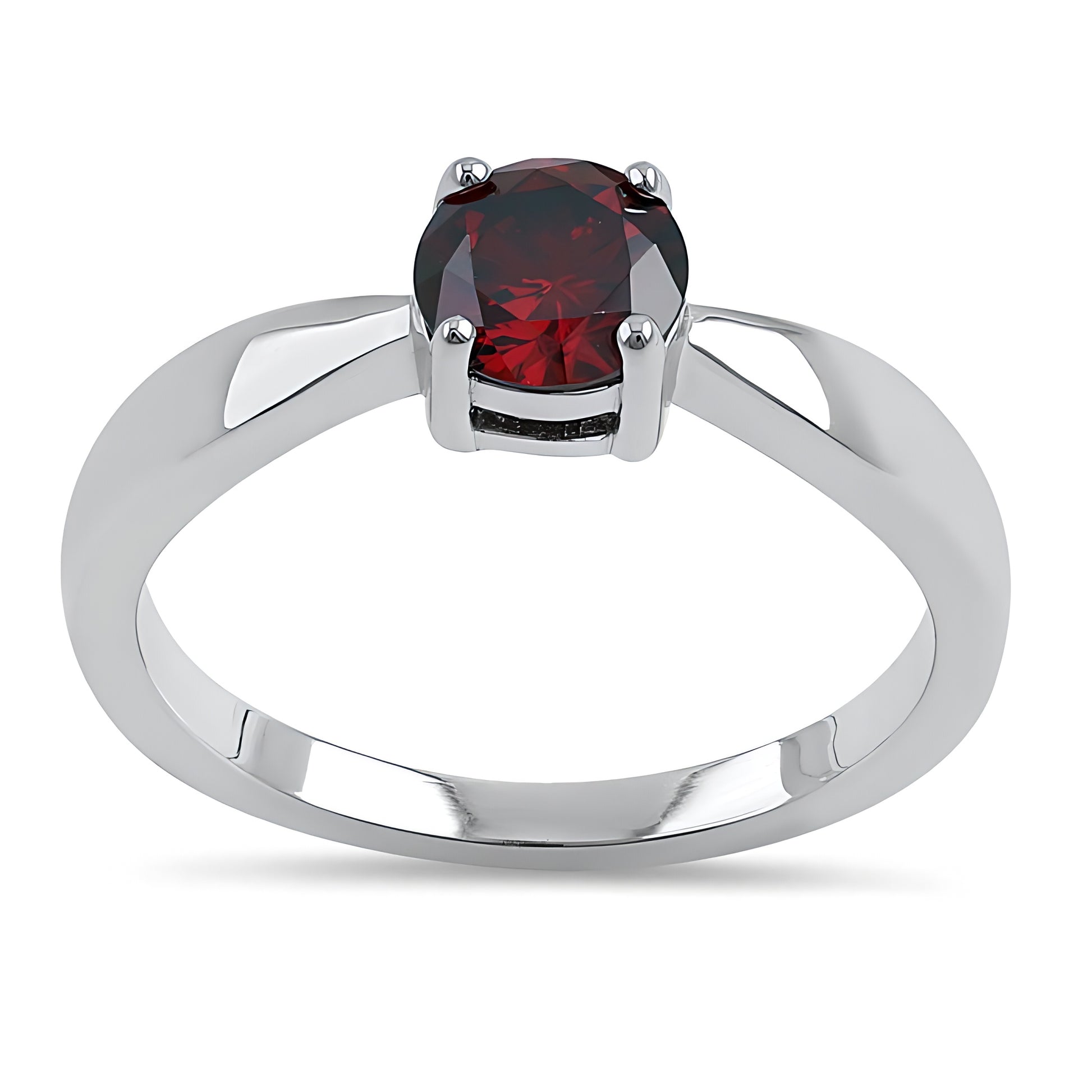 Sterling Silver 6mm Round Dark Garnet CZ Ring for Women, Round Cubic Zirconia, Promise Ring Gift view 2