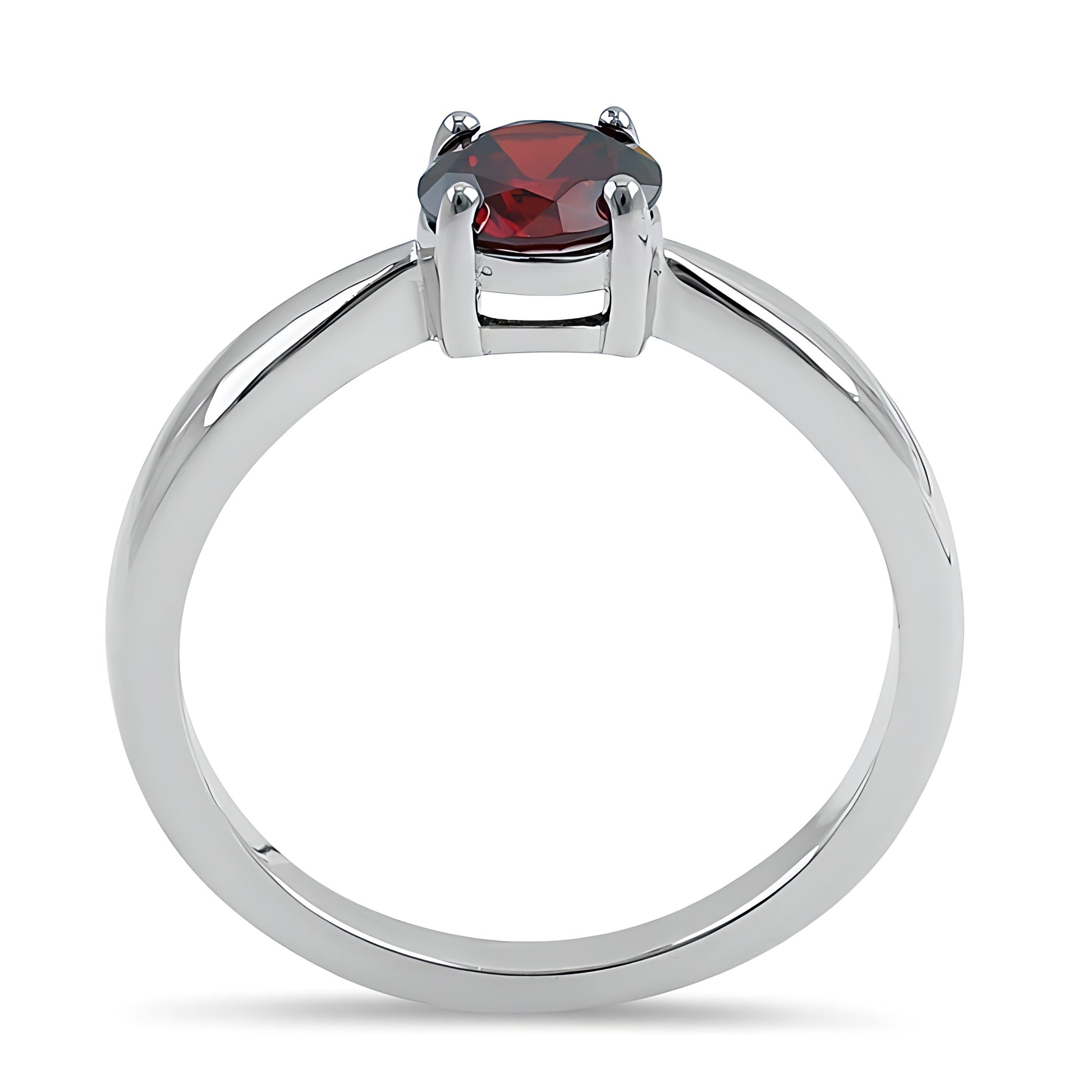 Sterling Silver 6mm Round Dark Garnet CZ Ring for Women, Round Cubic Zirconia, Promise Ring Gift view 3