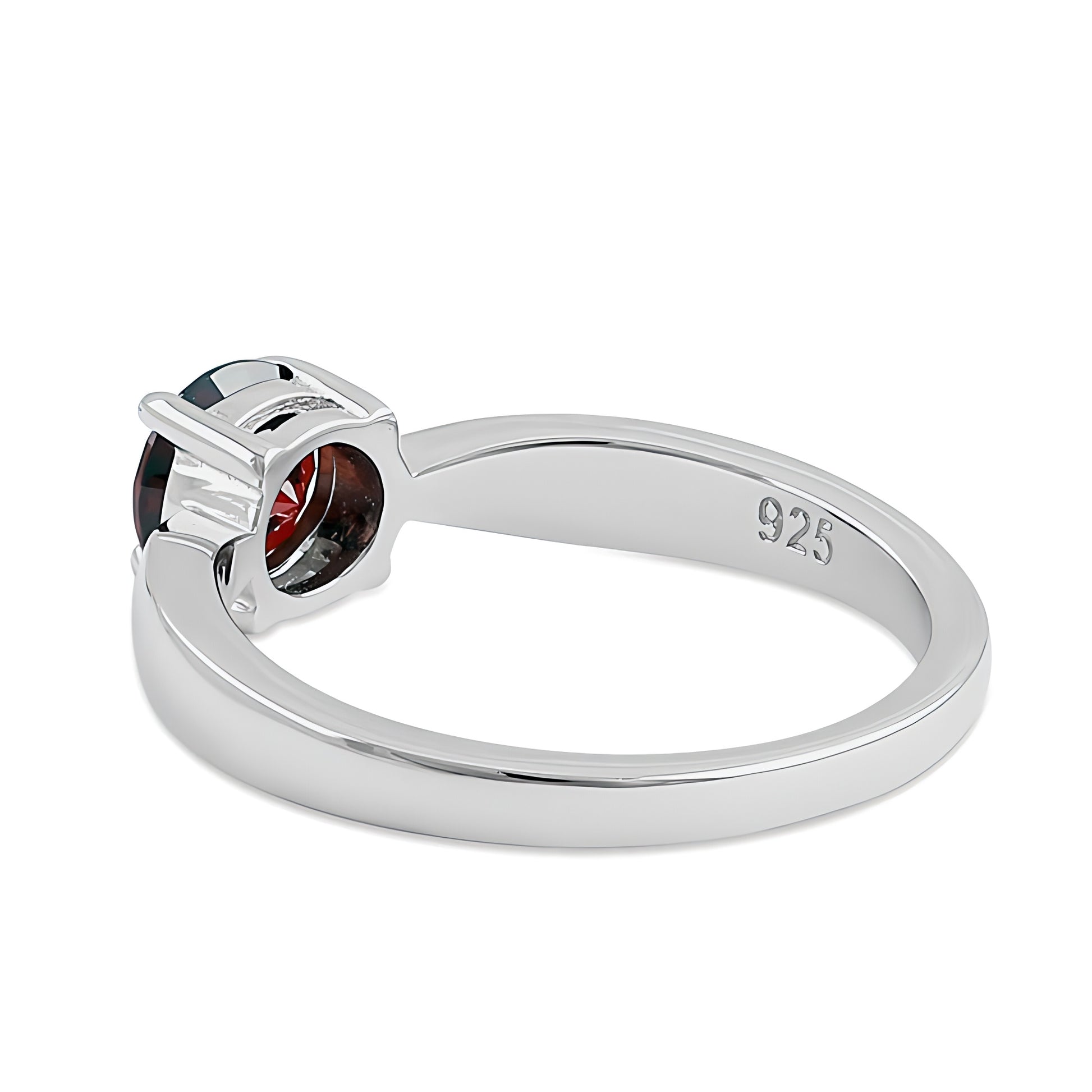 Sterling Silver 6mm Round Dark Garnet CZ Ring for Women, Round Cubic Zirconia, Promise Ring Gift view 4