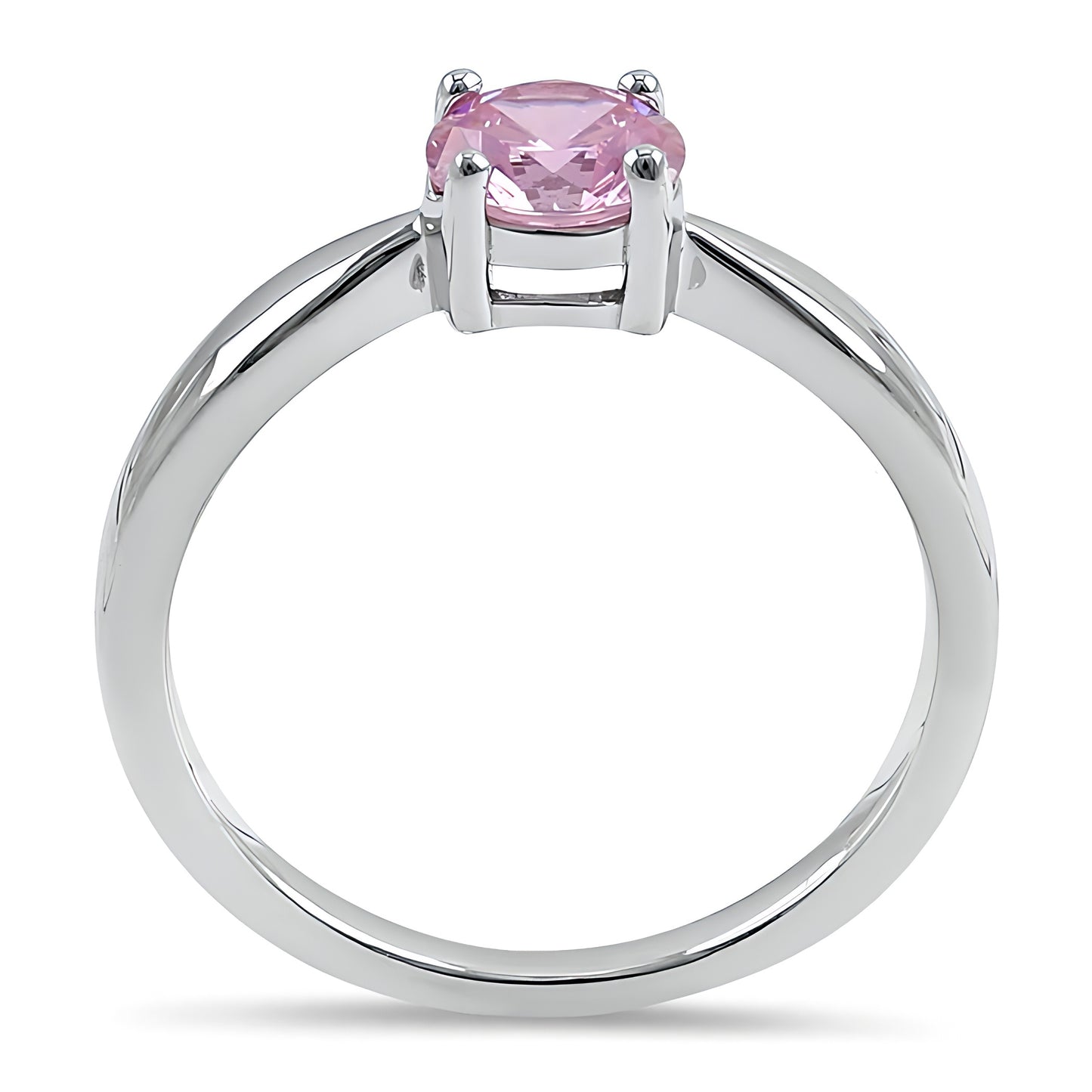 Sterling Silver 6mm Round Pink CZ Ring for Women, Round Cubic Zirconia, Promise Ring Gift view 3