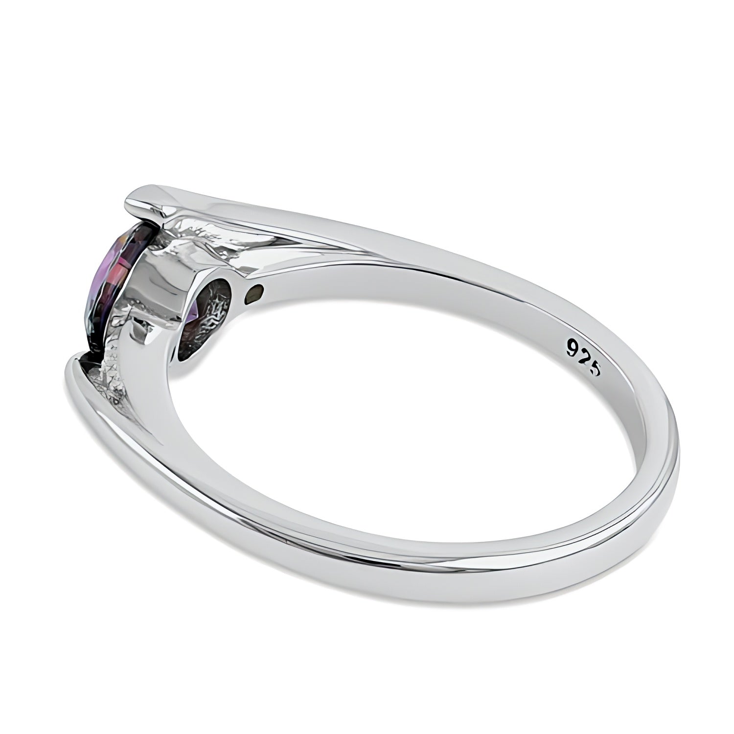 Sterling Silver Stuck In Between Rainbow CZ Ring for Women, Cubic Zirconia, Promise Ring Gift view 4