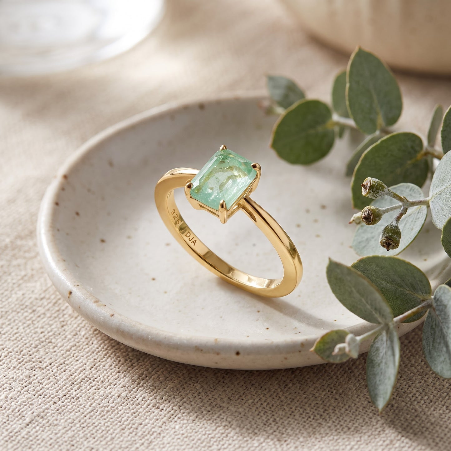 Sterling Silver Gold Plated Light Green CZ Crackle Effect Ring for Women, Cubic Zirconia, Promise Ring Gift view 2
