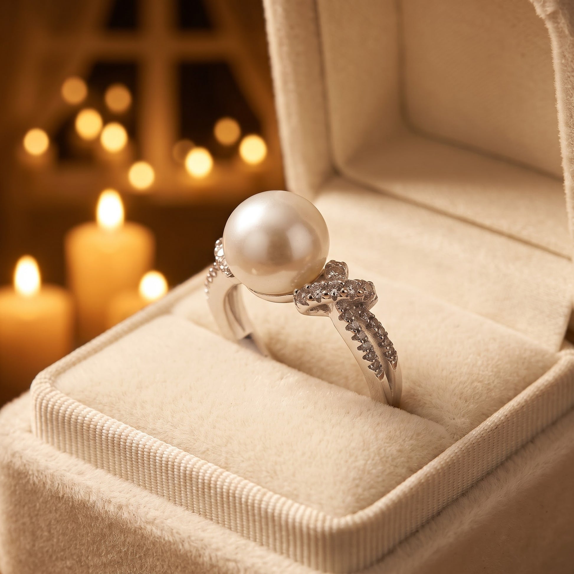 Sterling Silver Knot Shell Pearl CZ Engagement Ring for Women, Cubic Zirconia, Promise Ring Gift view 3